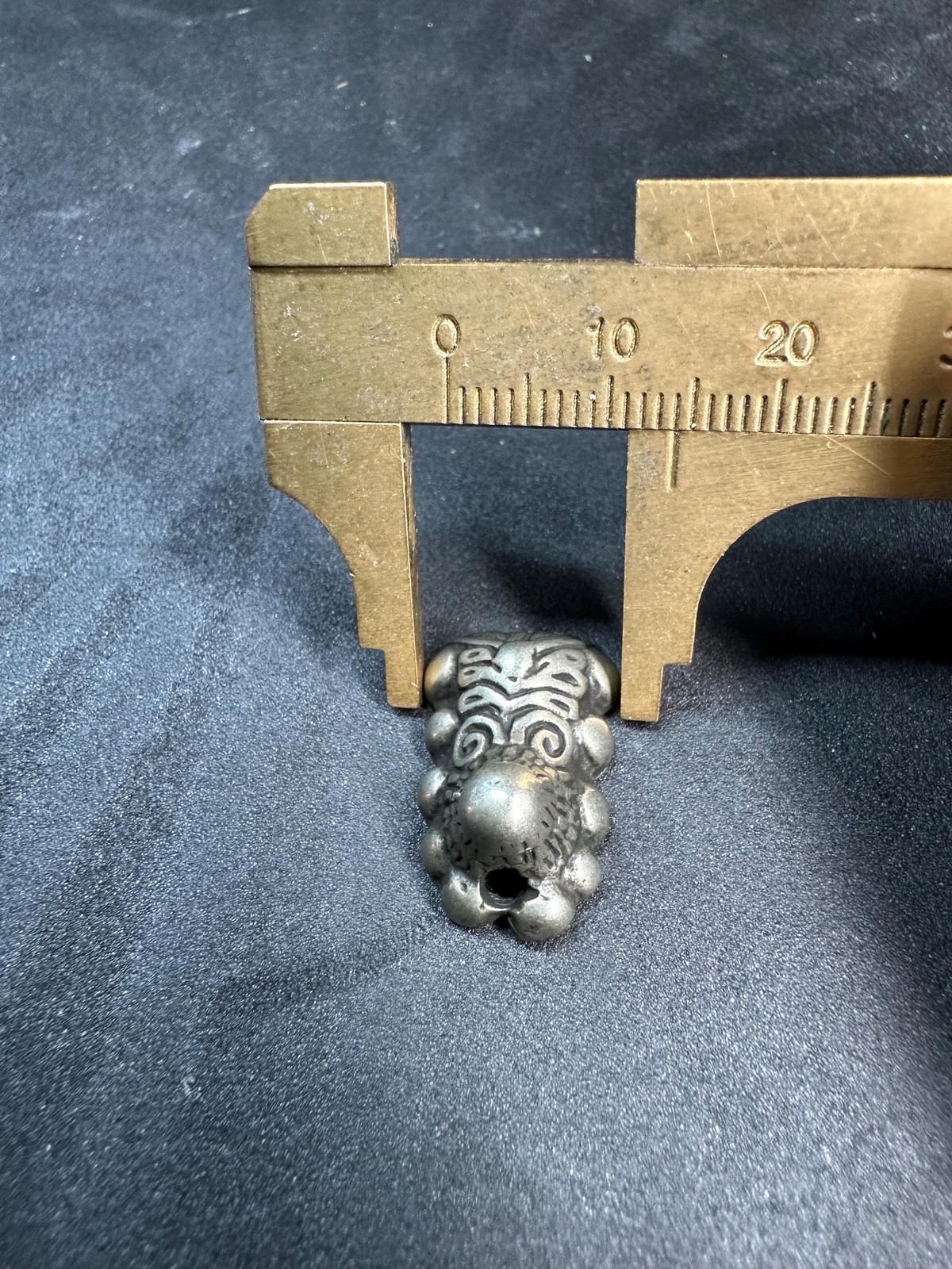Vintage Tibetan Brass Snow Lion Bead | Himalayan Mala Spacer | Nepalese Symbol