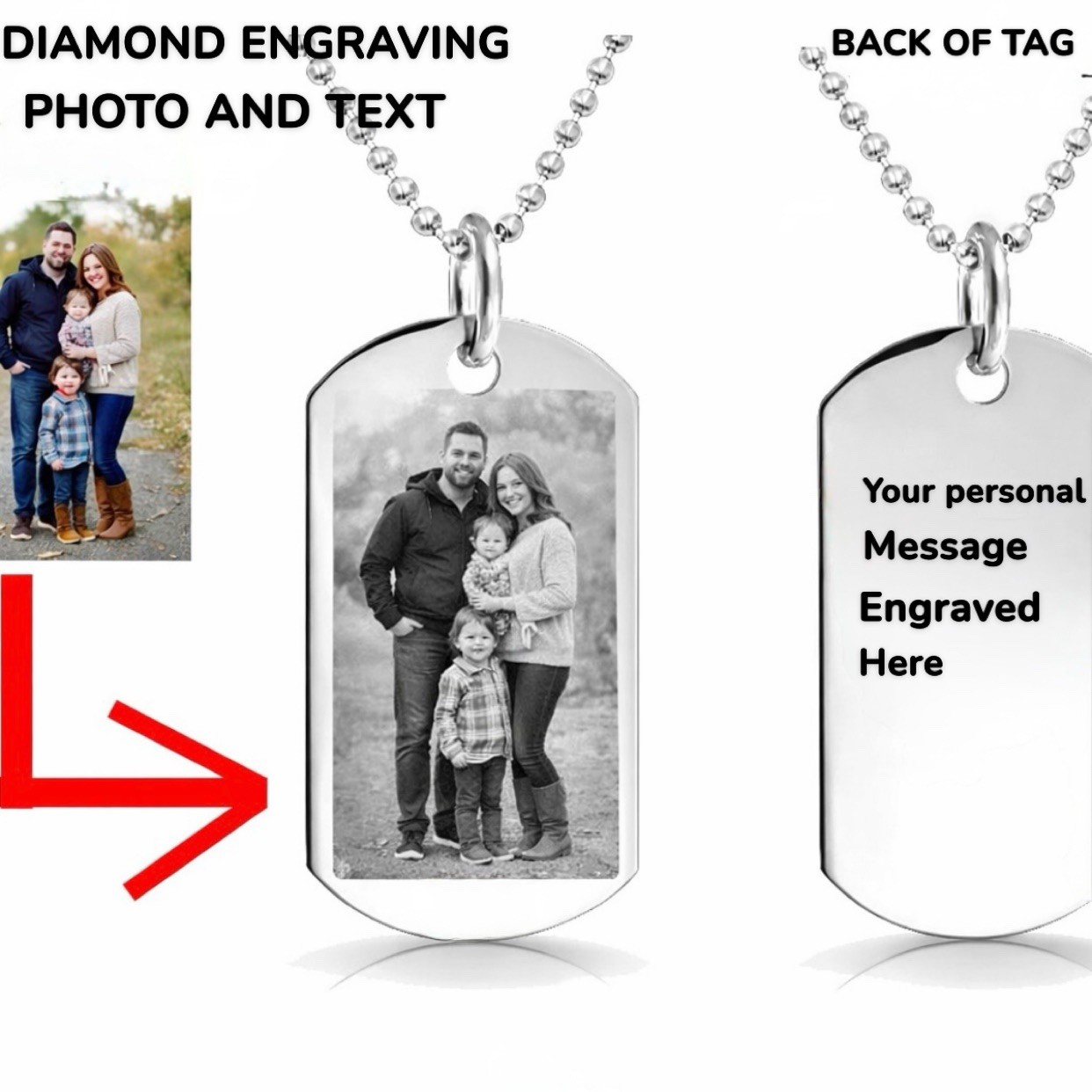 Custom Memory Photo Dog Tag Necklace Engraved Gift for Loved Ones