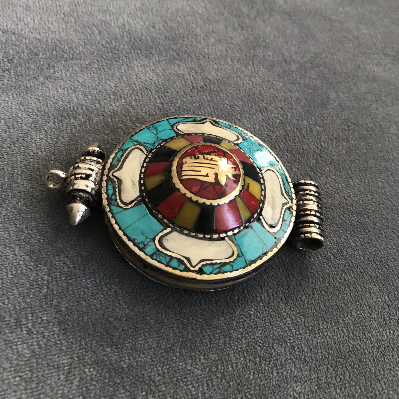 Vintage Tibetan Gau Prayer Box Pendant Opens Handmade Nepal Amulet Necklace 3”