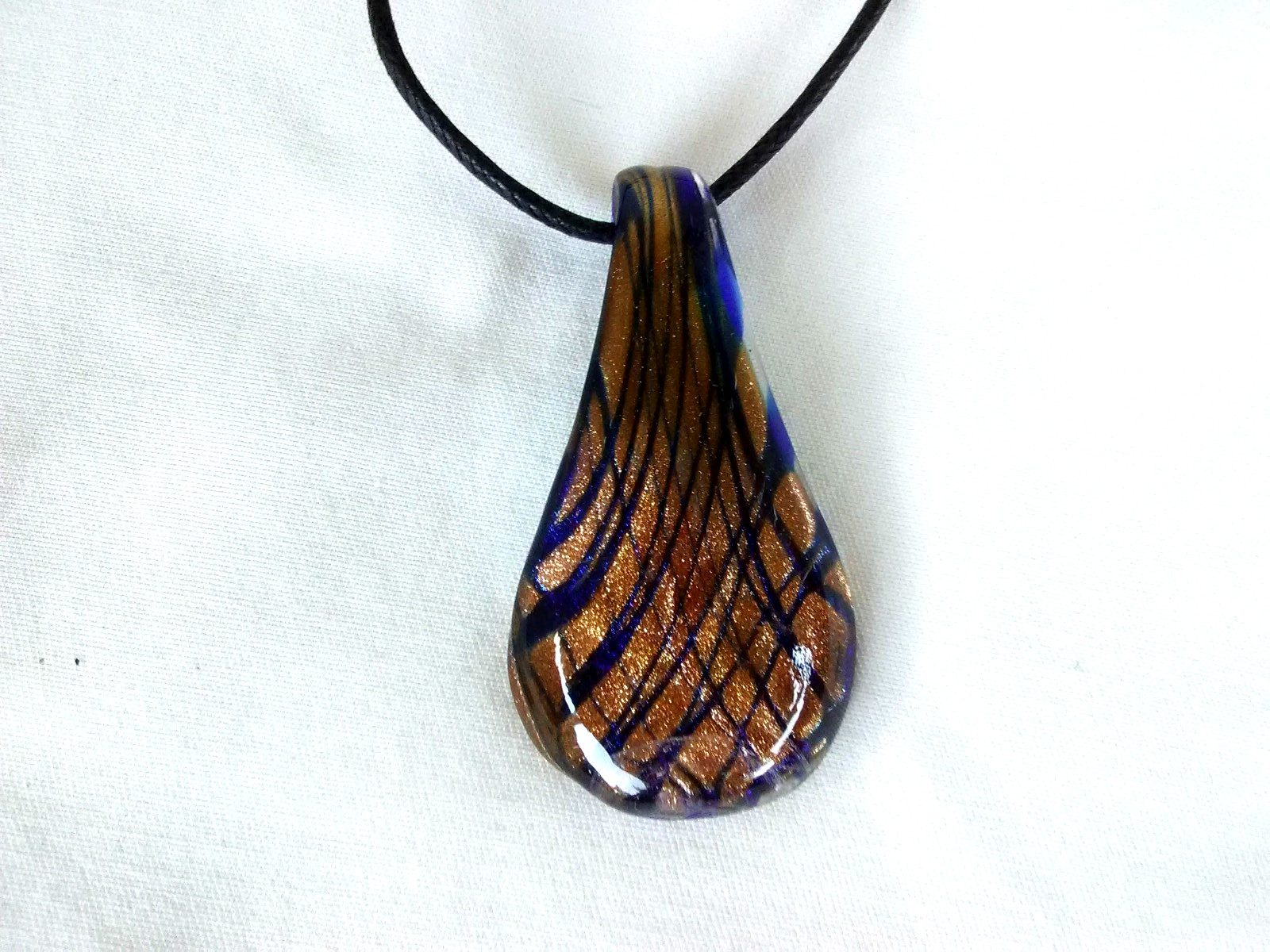 Necklace 21″Iridescent Glass Art Pendant Women Gift for Her USA Seller New