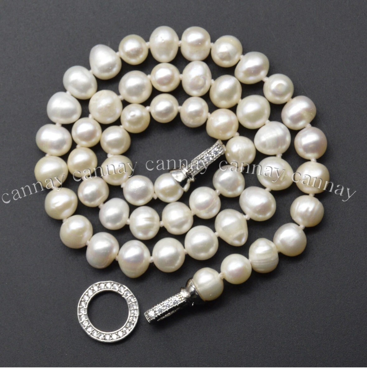 2 Strands Real Natural 7-8mm White Freshwater Cultured Pearl Necklace 18-20”