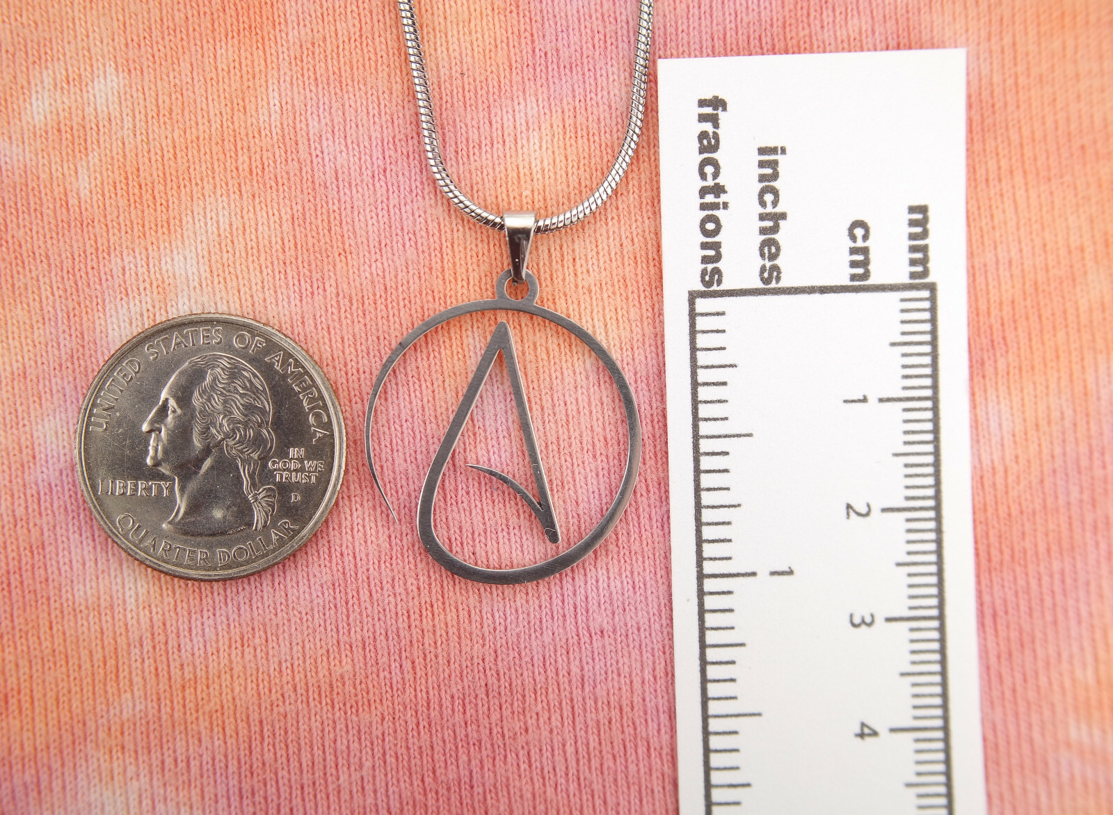 Atheist Necklace, American Atheism Symbol Sign Charm Waterproof Stainless Steel
