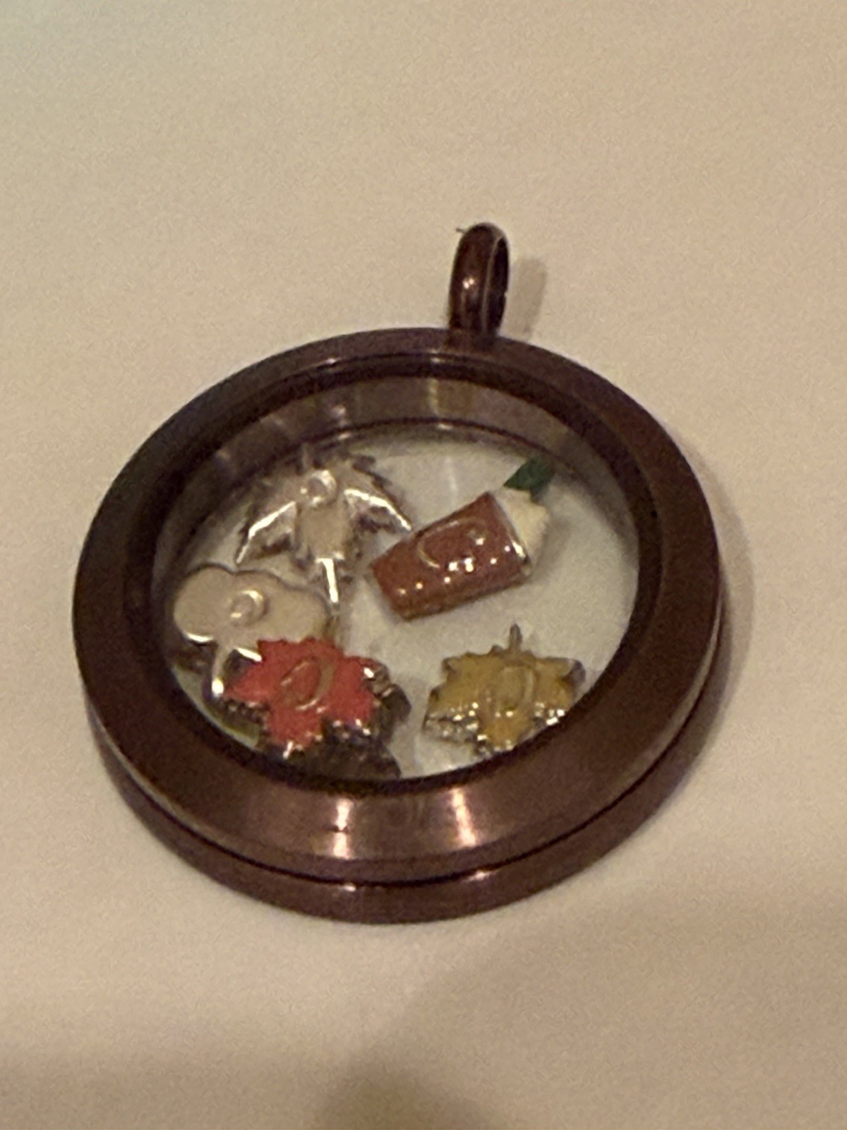 Origami Owl Large Brown Crystal Fall Locket