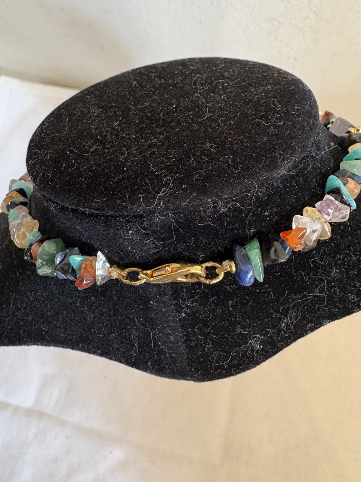 Vintage Earth Tone Variety Of Stones Beaded Necklace Choker Excellent