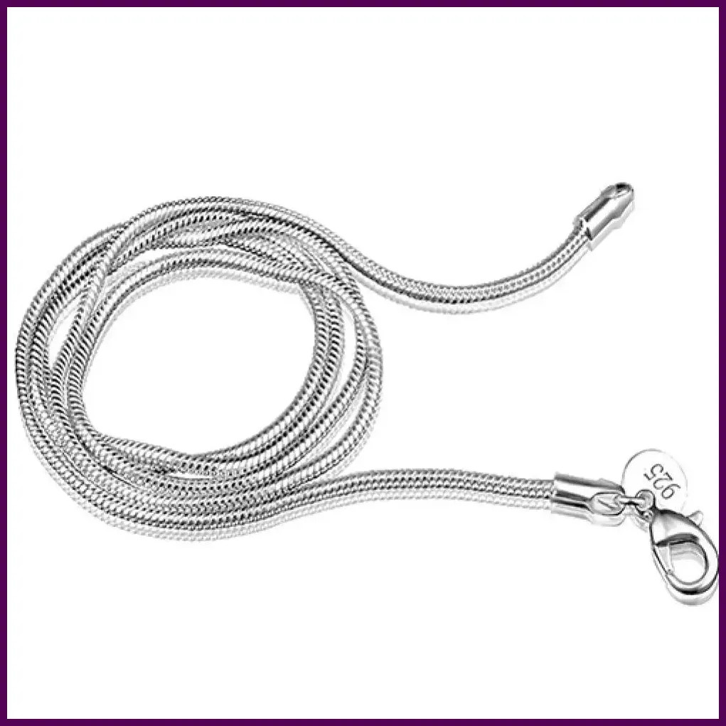 16″/18″/20″/22″/24″ Women’s Simple Design 925 Sterling Silver 2mm Snake Chain