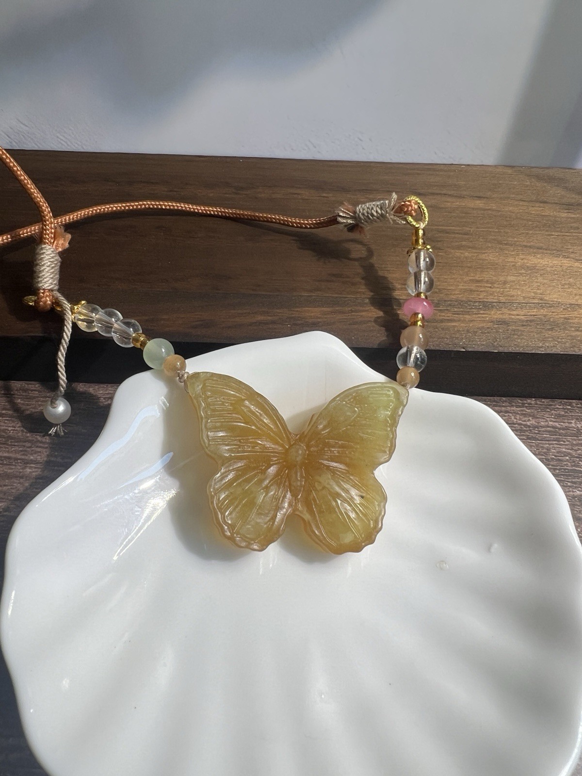 Natural sleeve jade hand-knitted rope necklace