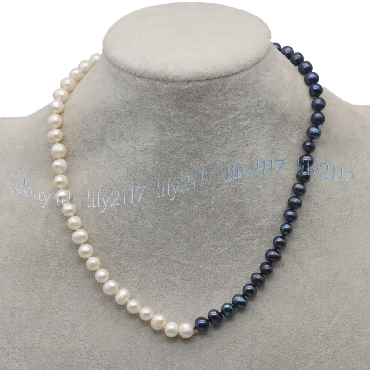 7-8mm Real Natural White Black Freshwater Pearl Baroque Beads Necklace 14-48”