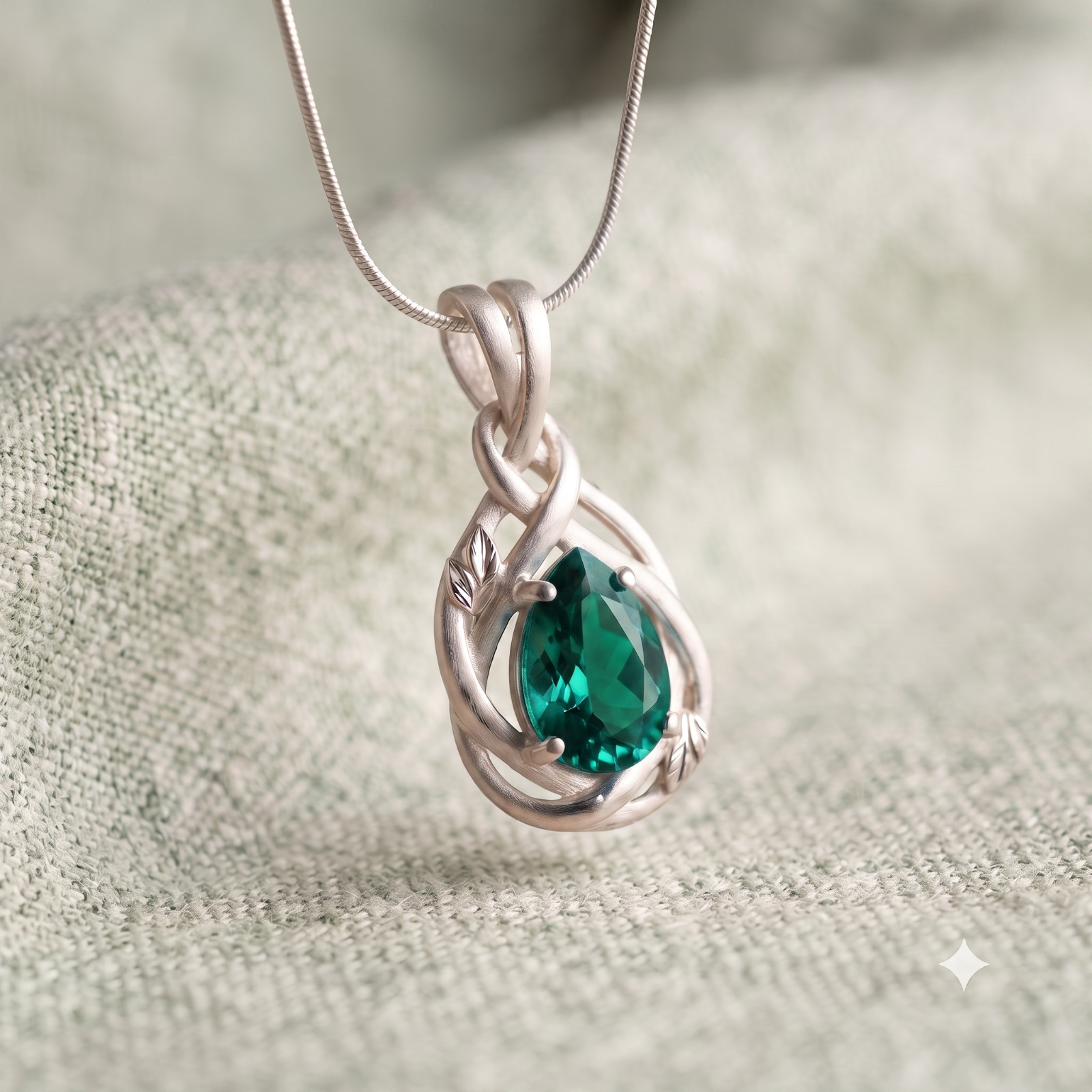 Sterling Silver Natural Blue Topaz Necklace, Pear Cut Gemstone Pendant