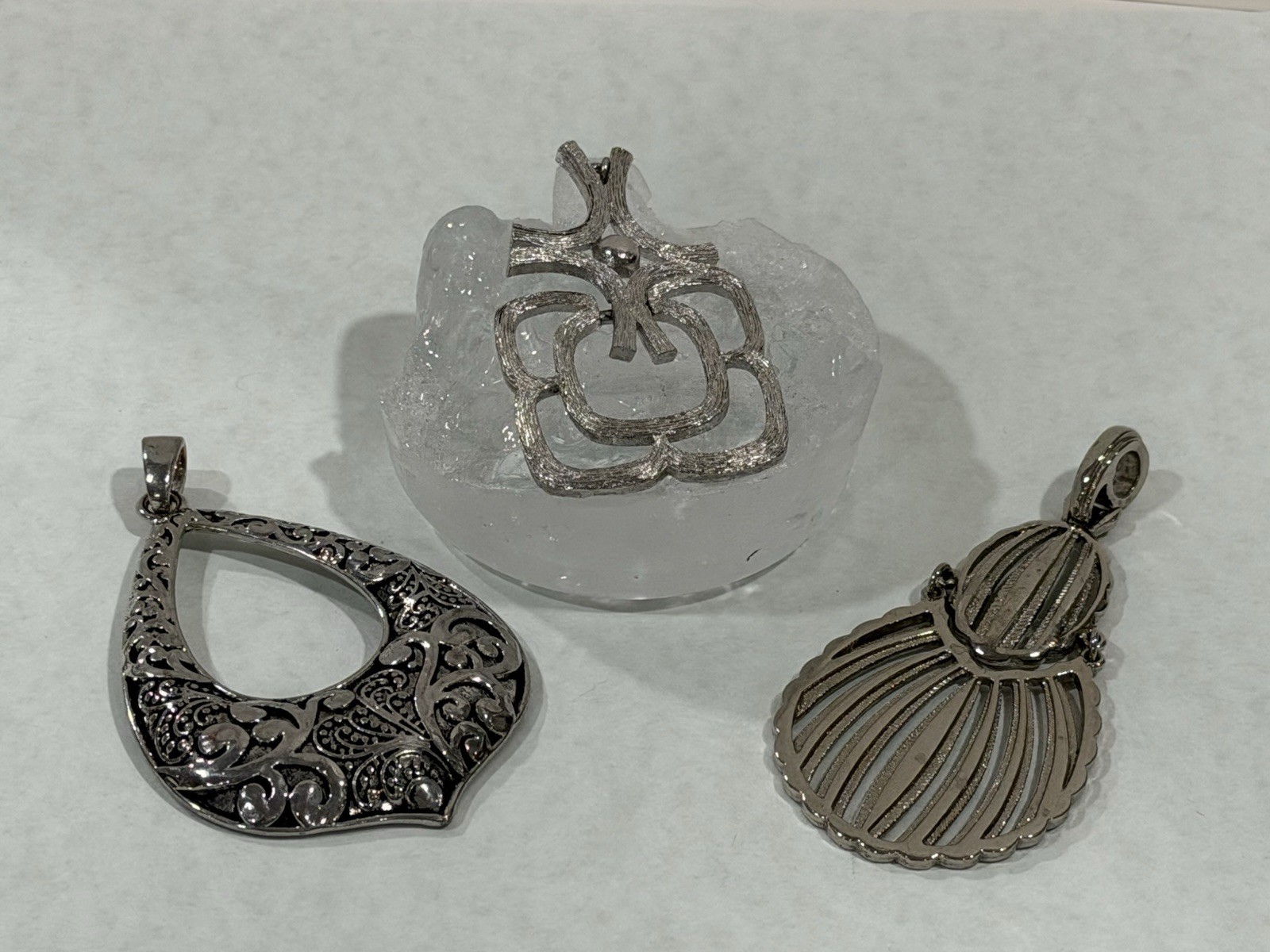 Vintage Silver Tone Pendant Lot of 3 Individual Medium Size Boho Chic Style