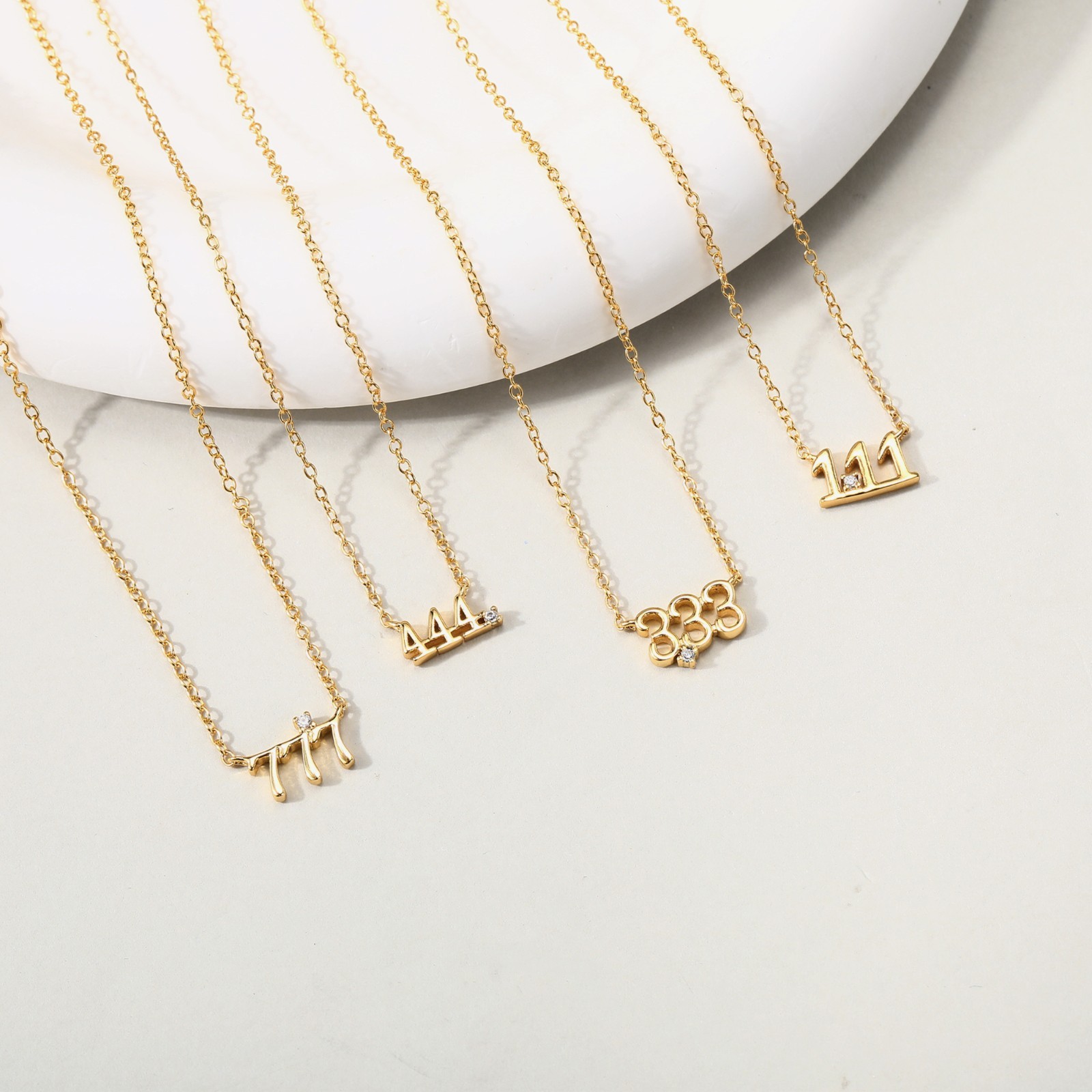 Gold Zircon Necklaces Number Design Collarbone Necklace Clavicle Chain
