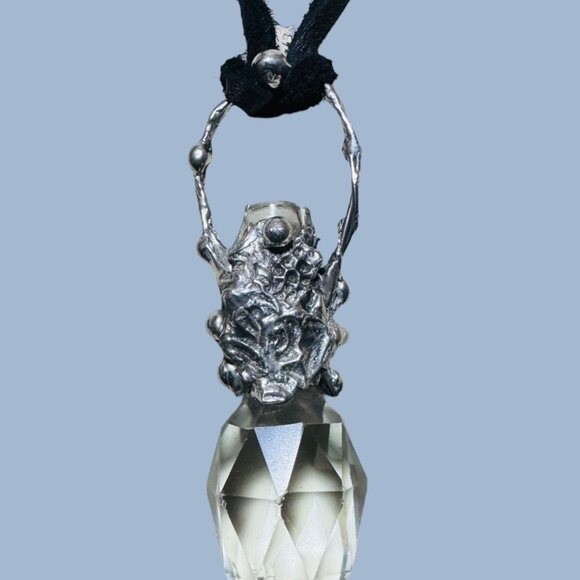 Unique Handcrafted Silver & Crystal Perfume Bottle Topper Pendant Necklace