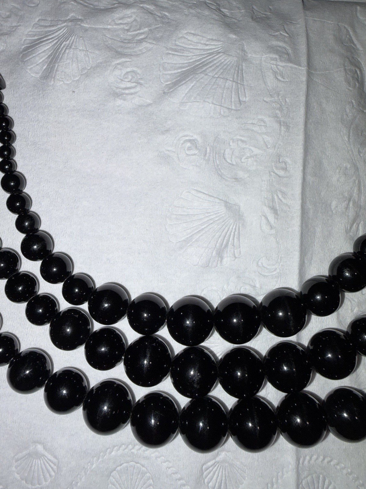 Black Layered Multi-Strand Beaded Statement Necklace Plastic Ball/Bead Chain