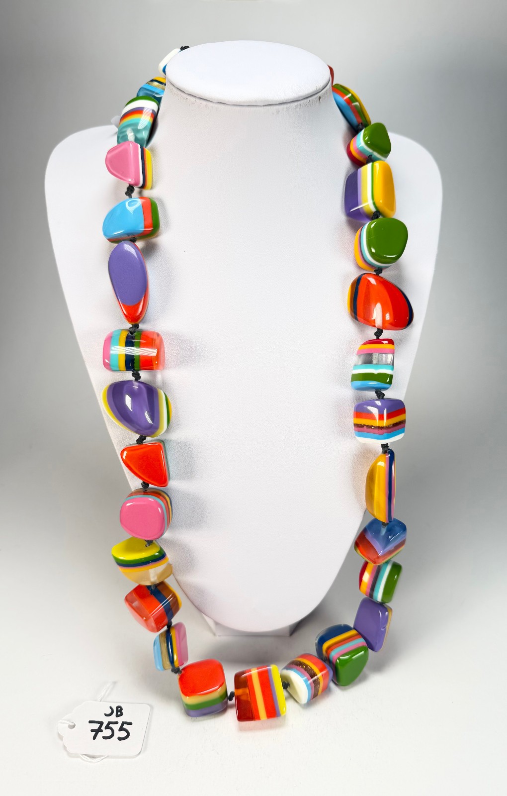 Jackie Brazil “Mix Colours” Large Stones Long 75cm Resin Necklace ( N0425 )