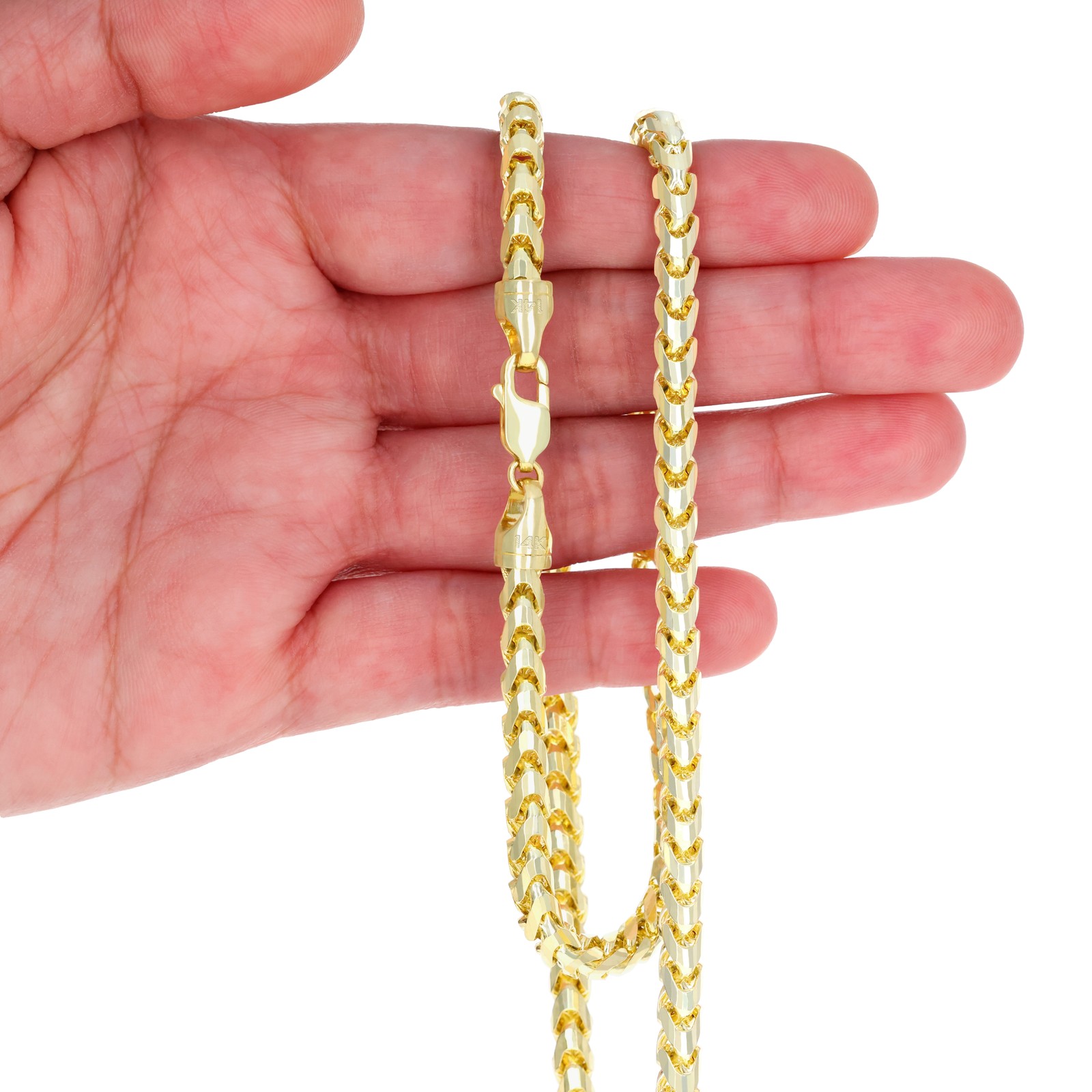 14K Yellow Gold Solid Franco 1mm-6mm Diamond Cut Chain Necklace Bracelet 7″-30″