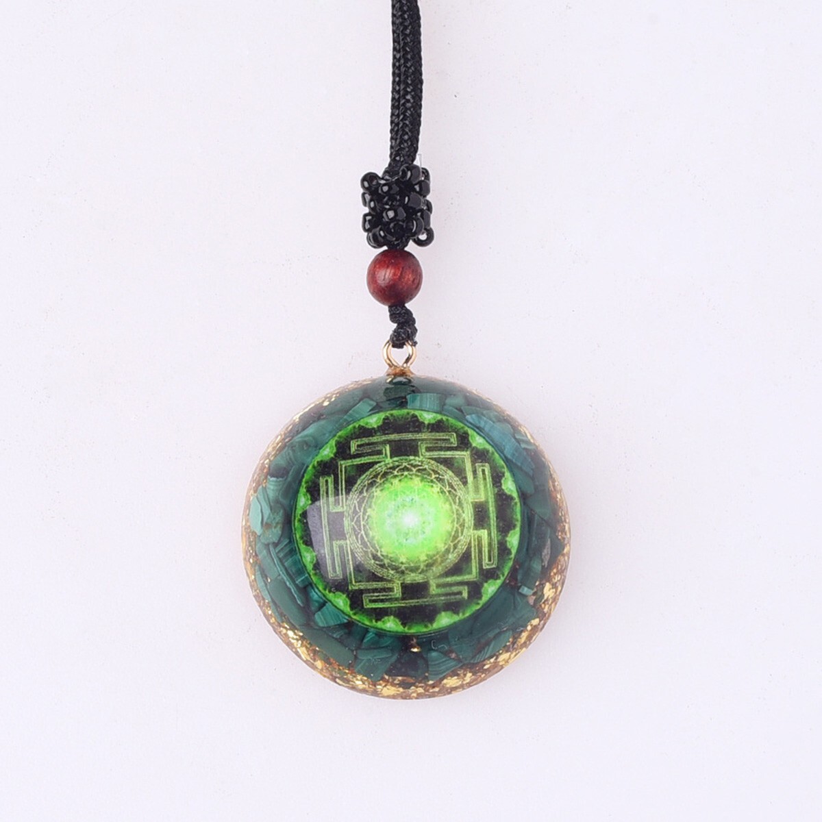 Malachite Crystal Resin Pendant Necklace Reiki Healing Magnetic Energy Talisman