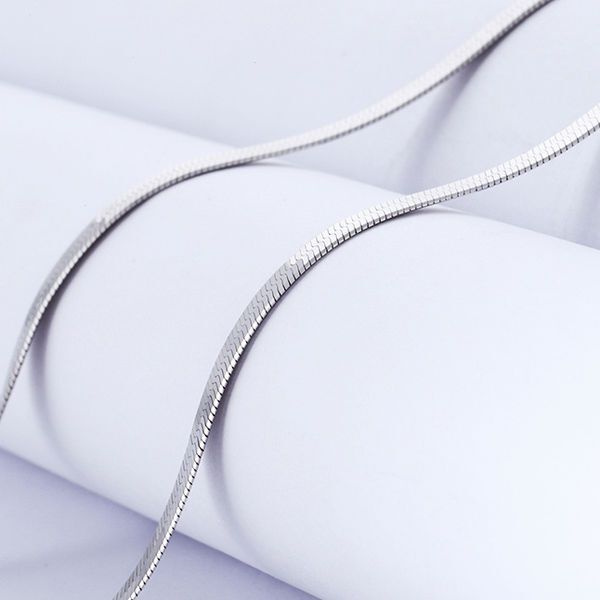 18″-24″ Men Women 925 Sterling Silver 4mm Wide Smooth Flat Chain Necklace #N253