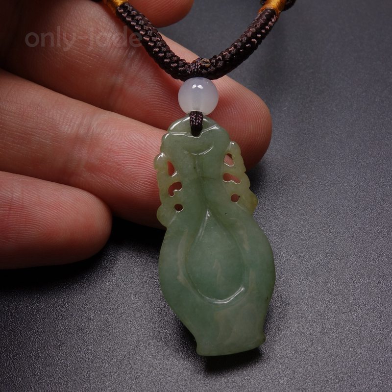 Certified Grade A 100% Natural Green Jade Jadeite Pendant Hand-carved Vase Z1071