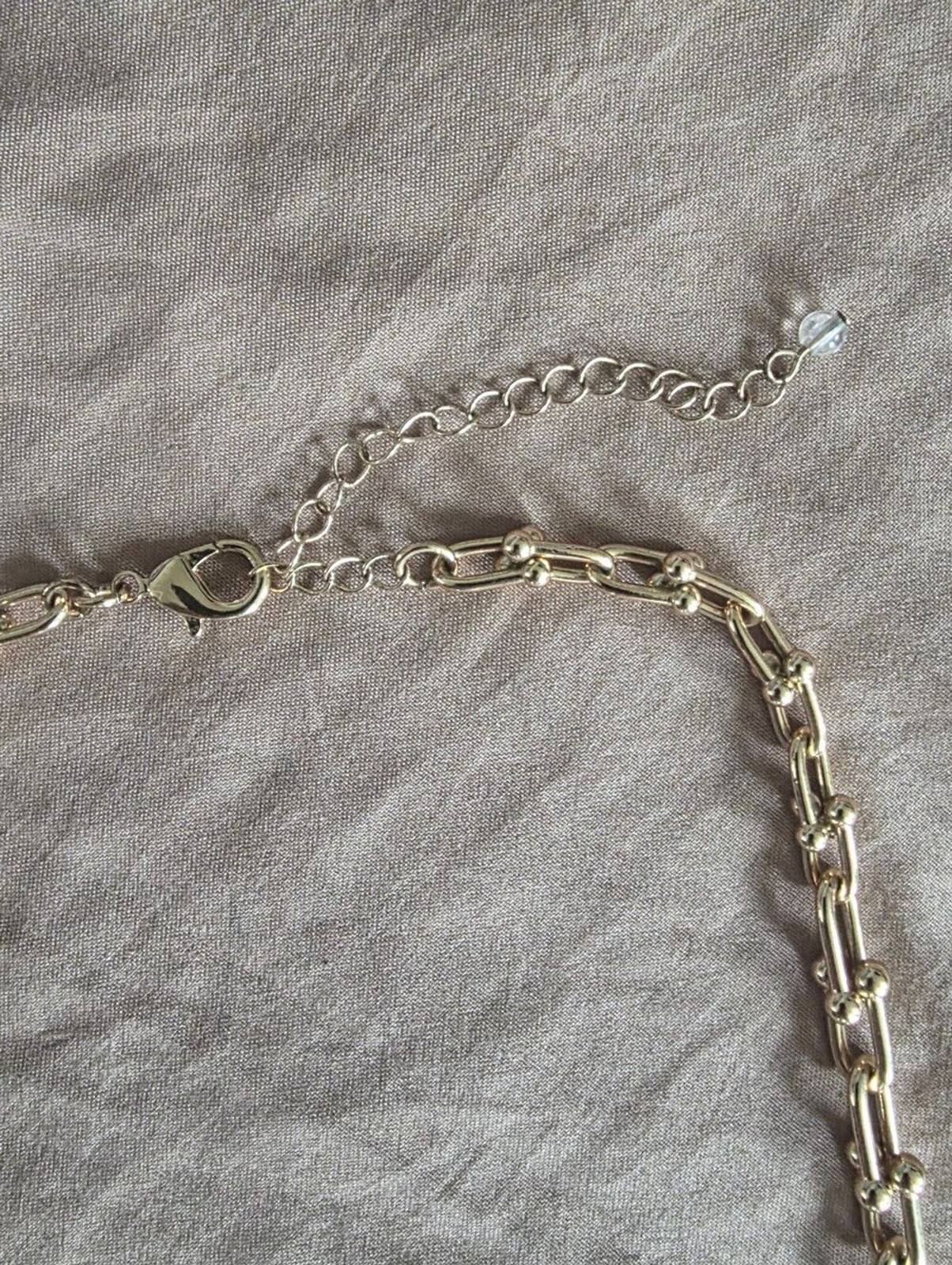 Goldtone Chain Link Necklace And 18kt Gold Over Sterling Silver Hoop Earrings
