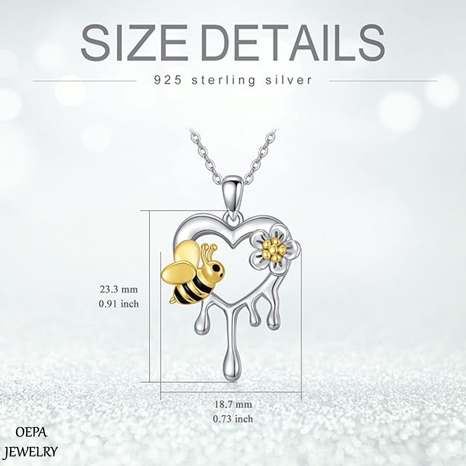 Sunflower and Bee Heart Necklace 925 Sterling Silver Bee Necklace for Women