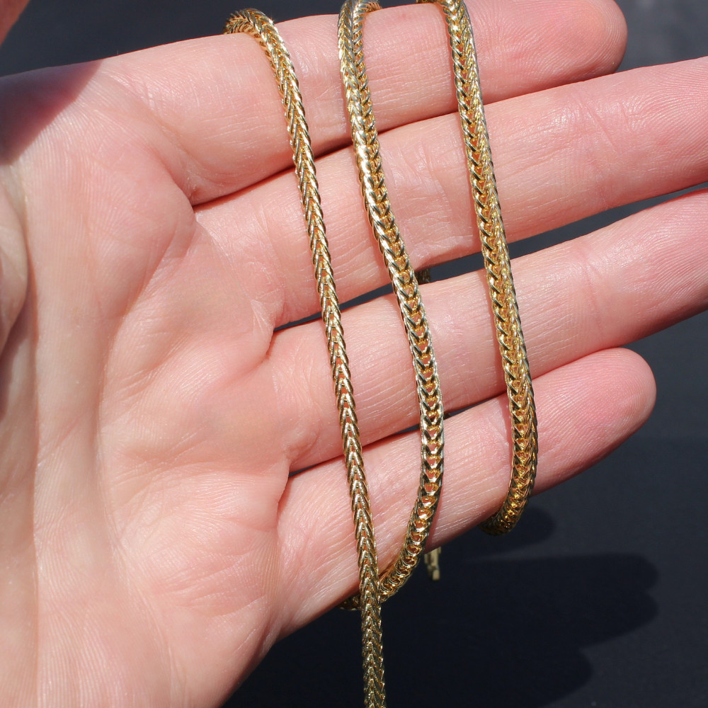 Mens 24″ Franco 3mm 14k Gold Plated Necklace Hip Hop Jewelry High Quality