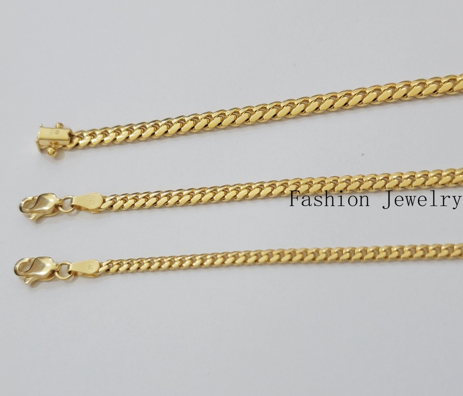 Solid 18k Gold Chain Necklace Miami Cuban Link 2.5mm-4mm 18″-26 Inch Real 18kt
