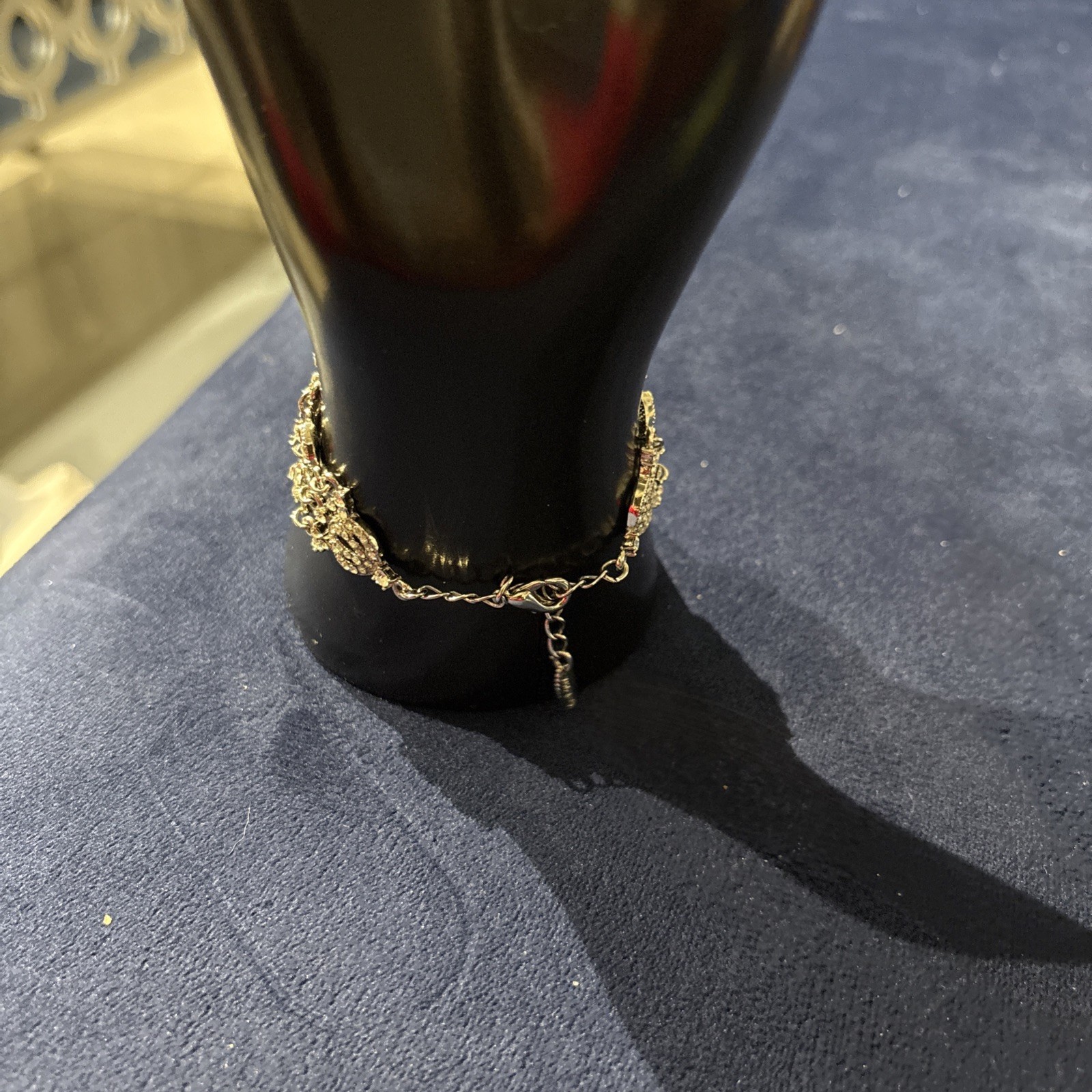VCLM Victorian Style Clear Crystal Rhinestone Filigree Link Cuff Bracelet