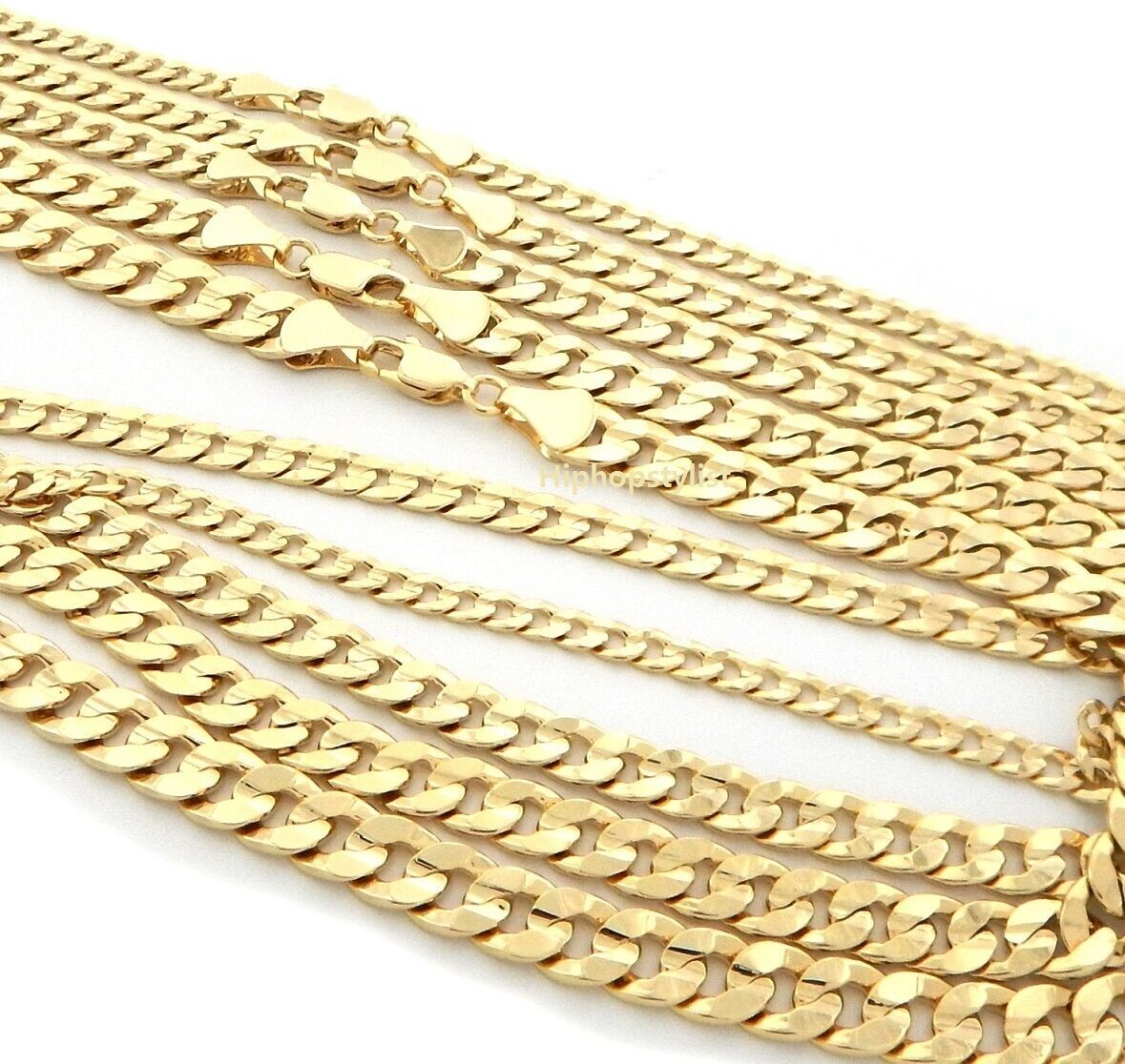 Mens Italian Cuban link Chain 14k Gold Plated 20″ 22″ 24″ 30″ Concave Necklace