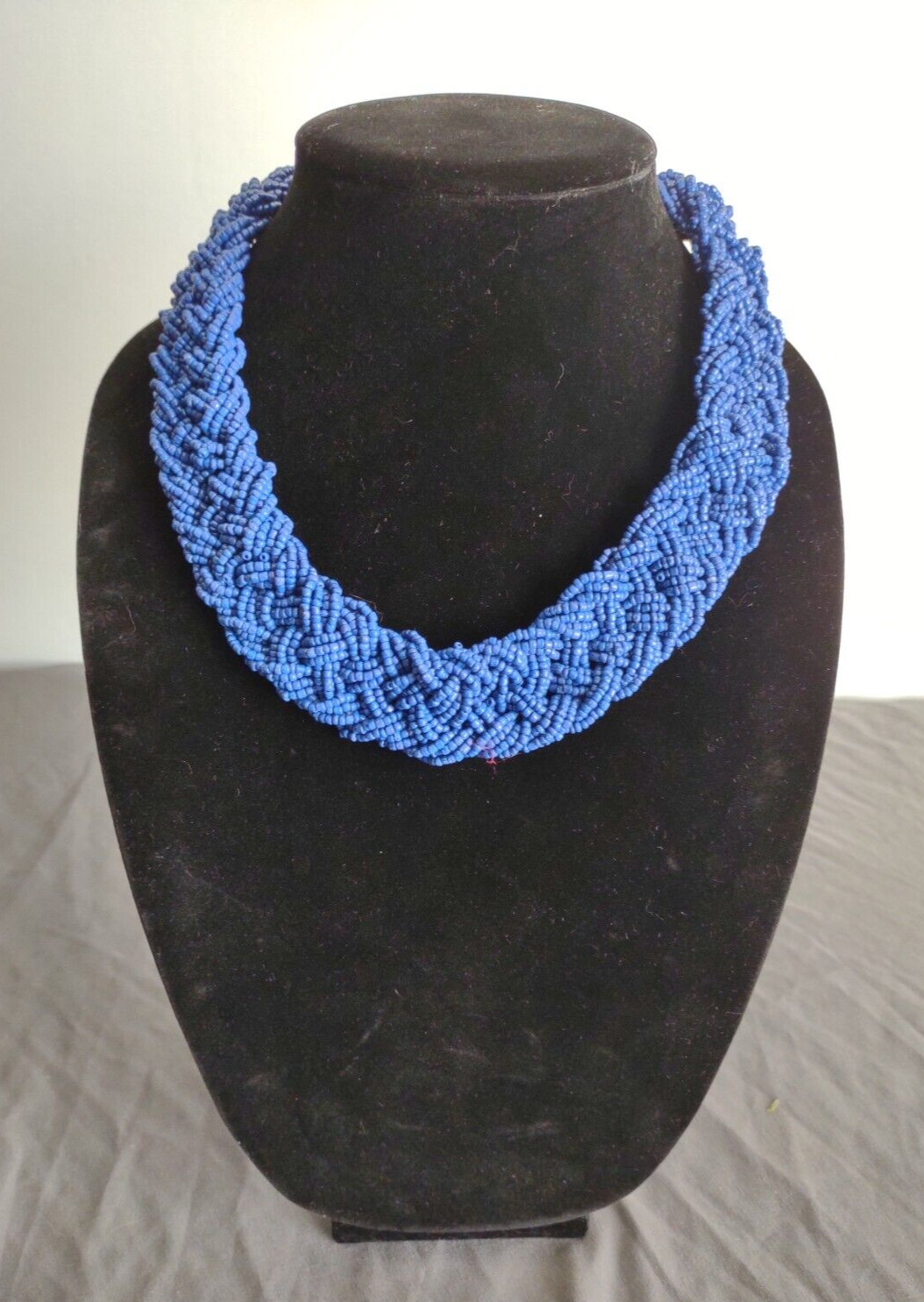 Statement Boho Glass Seed Bead Necklace Jewelry Lot Red Blue Chunky Braided