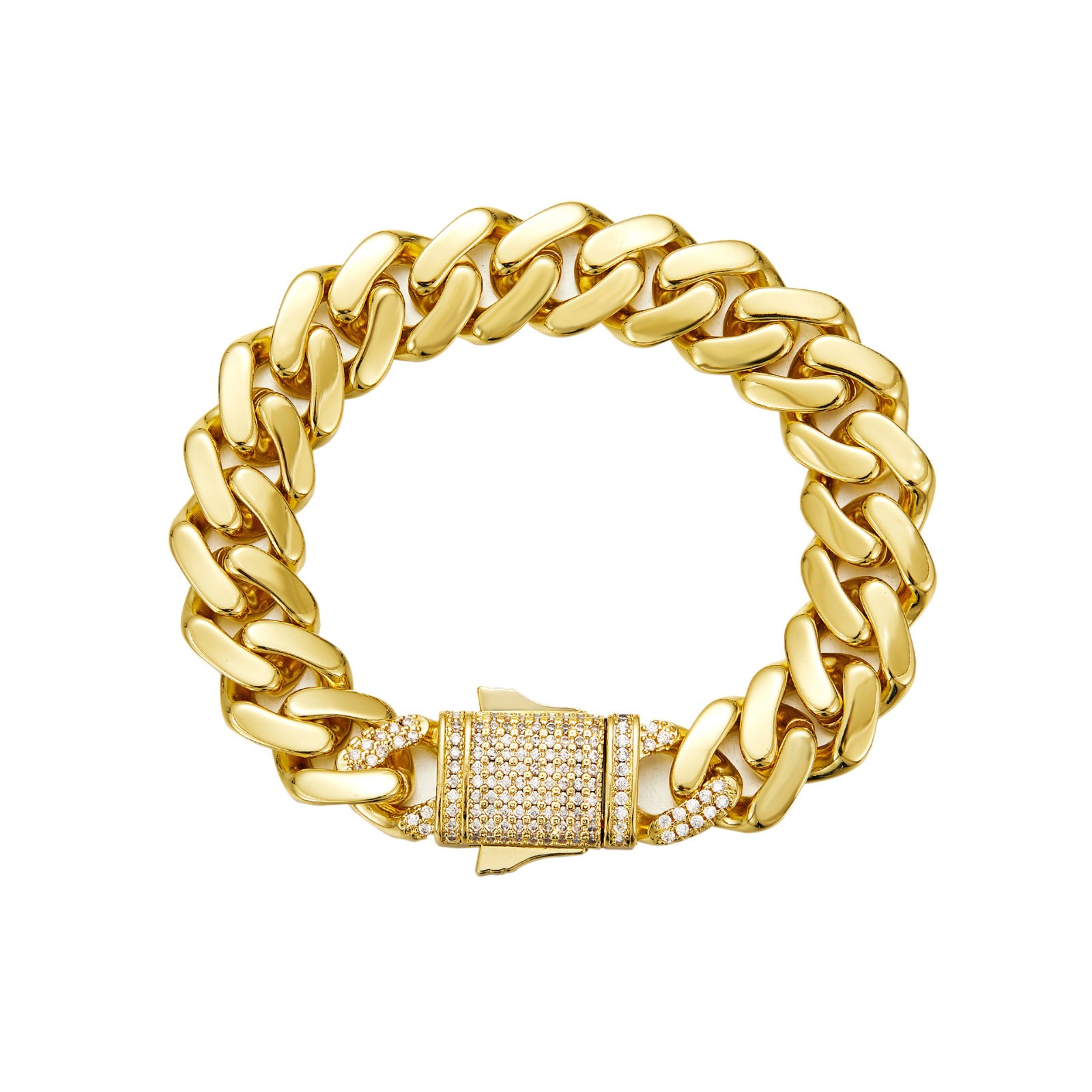 New 14K Gold Miami Cuban Link Chain 6-14mm Women Men CZ Stainless Steel Necklace