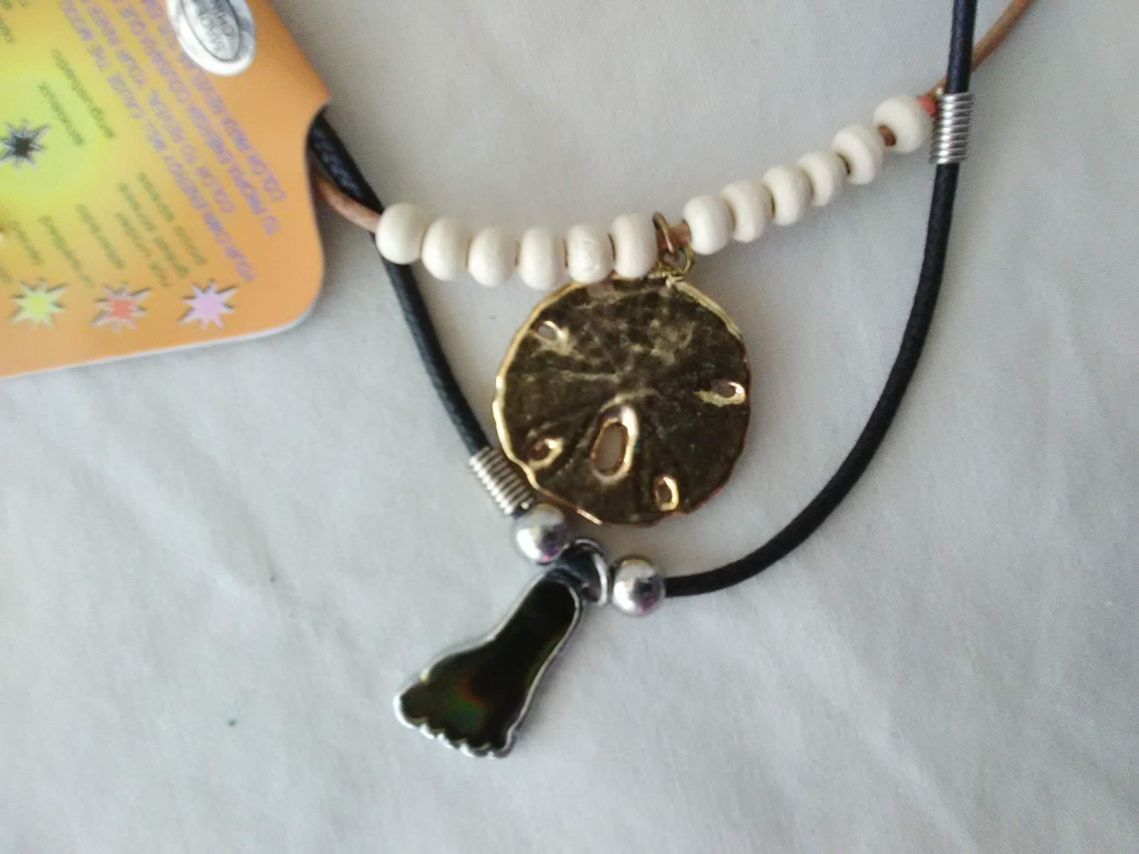 2 Lot Surfer Necklaces Hang Ten Sand Dollar Ethnic Tribal 18″ Gift US Seller New