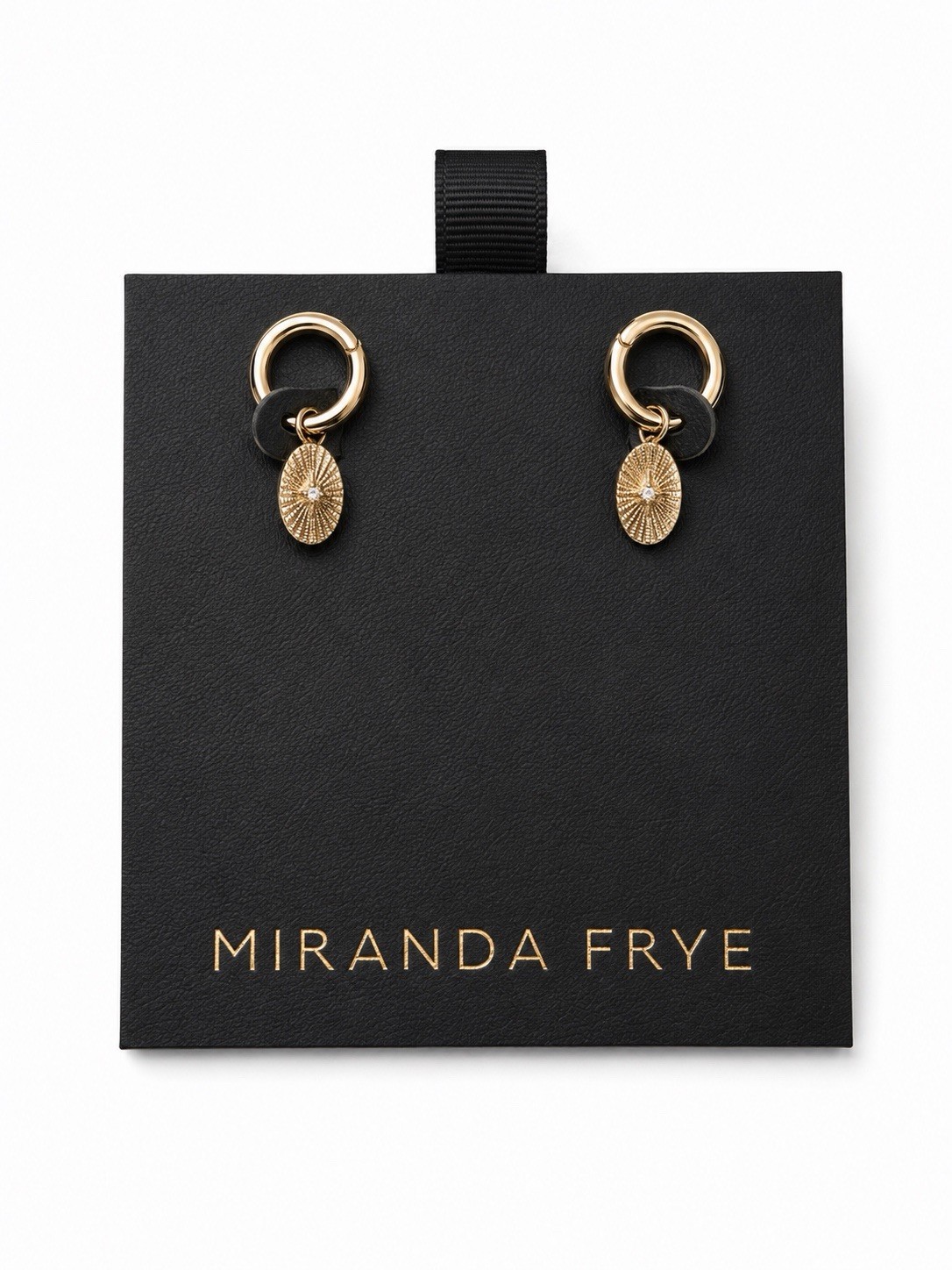 Miranda Frye Gold Hoop Earrings w/ Sunburst Charms Brand New Never Worn