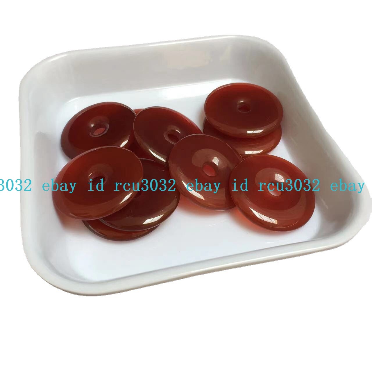 Vintage Natural Red Jade Circle Donut Pendant Lucky Amulet Pendants