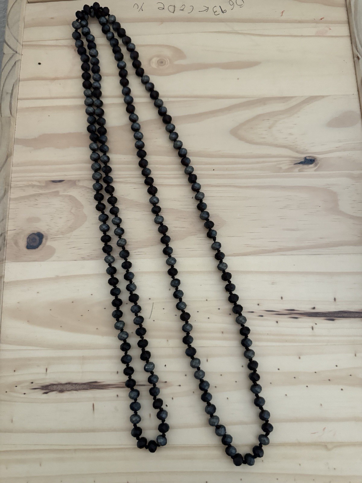 Beaded Necklace Black Grey Western Jewelry 29 Inches Long