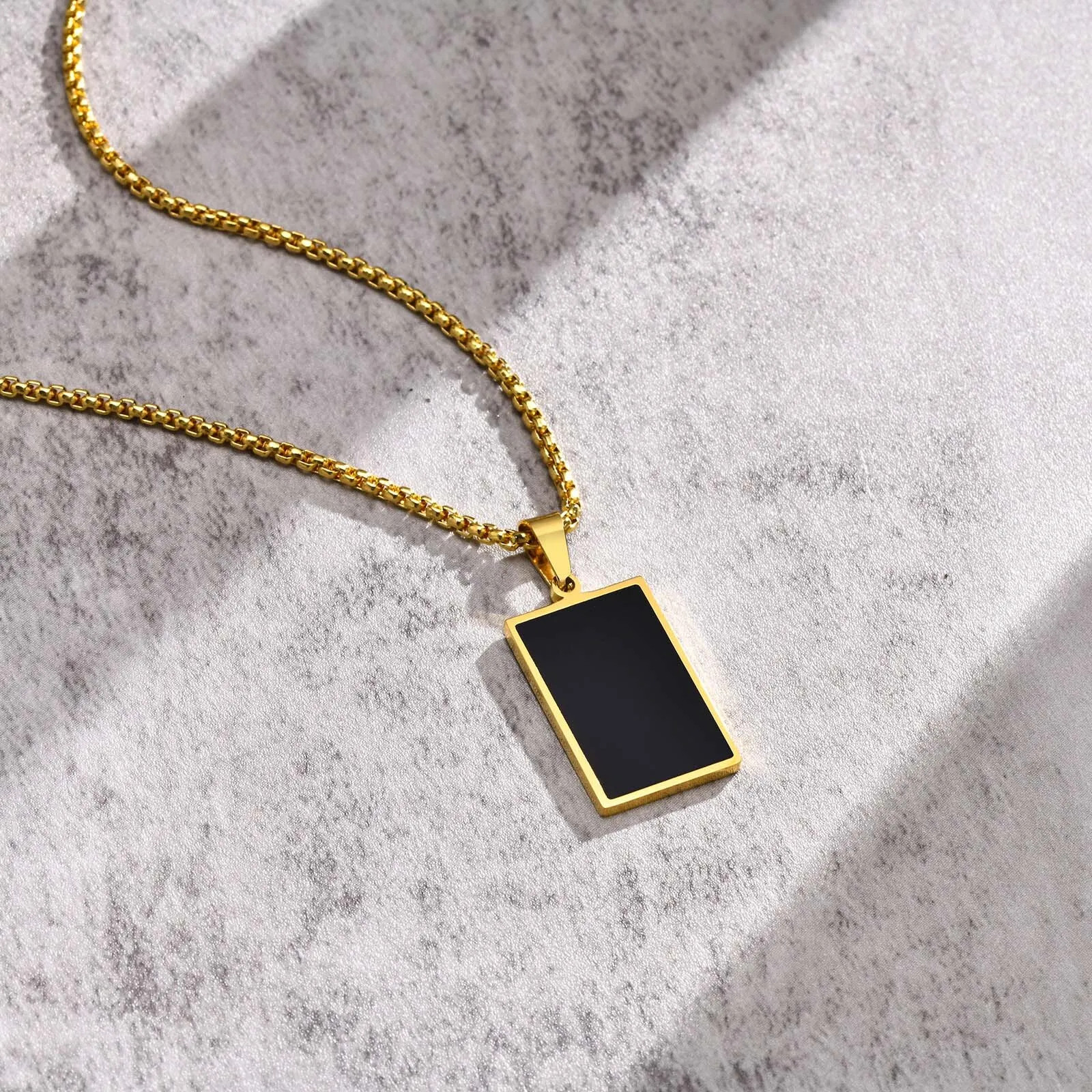 Men Stainless Steel Military Dog Tag Pendant Necklace Box Chain Jewelry Gift New