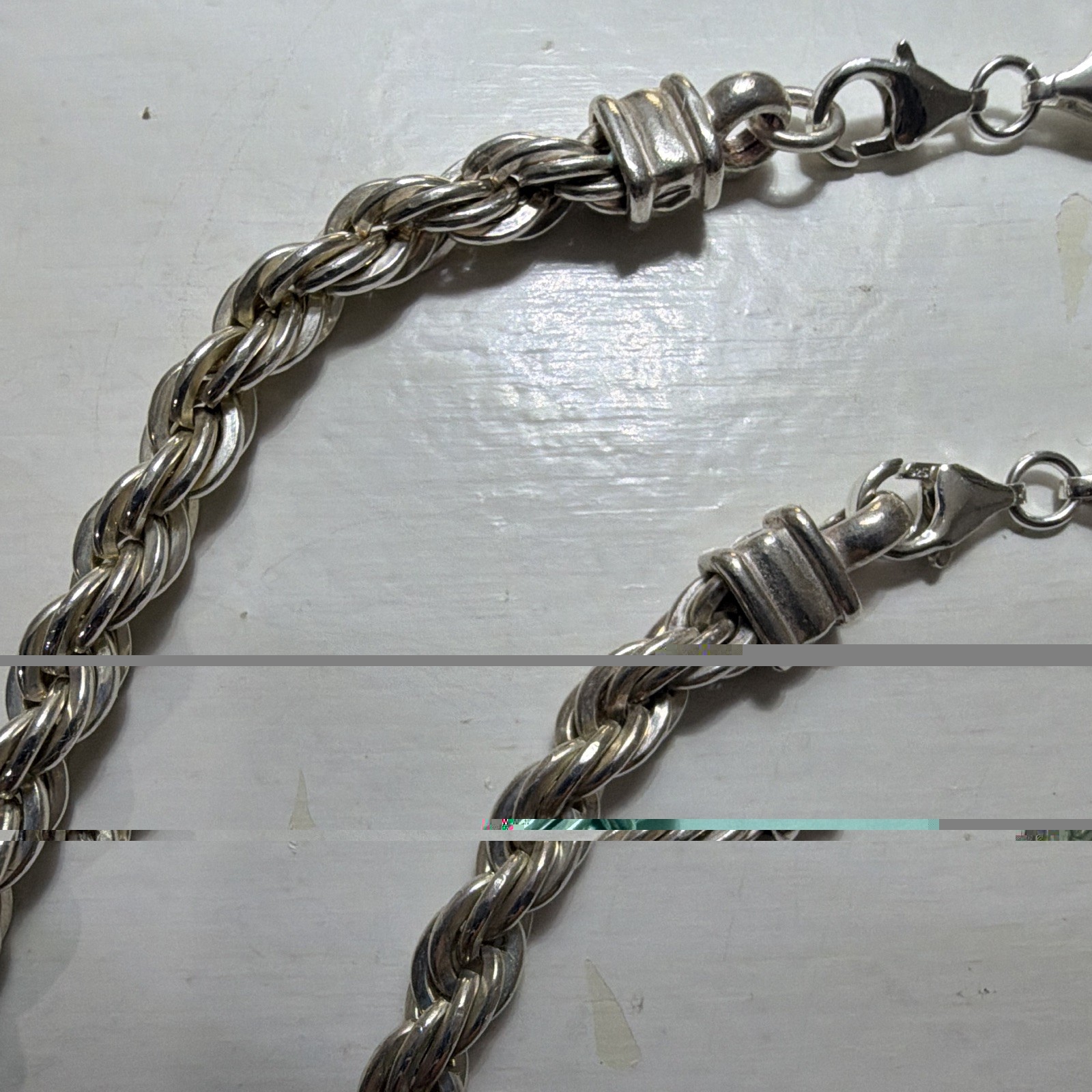 Vintage Sterling Silver 23 1/2” (46g) & 17 1/2” (34g) Heavy Rope Chain Necklaces