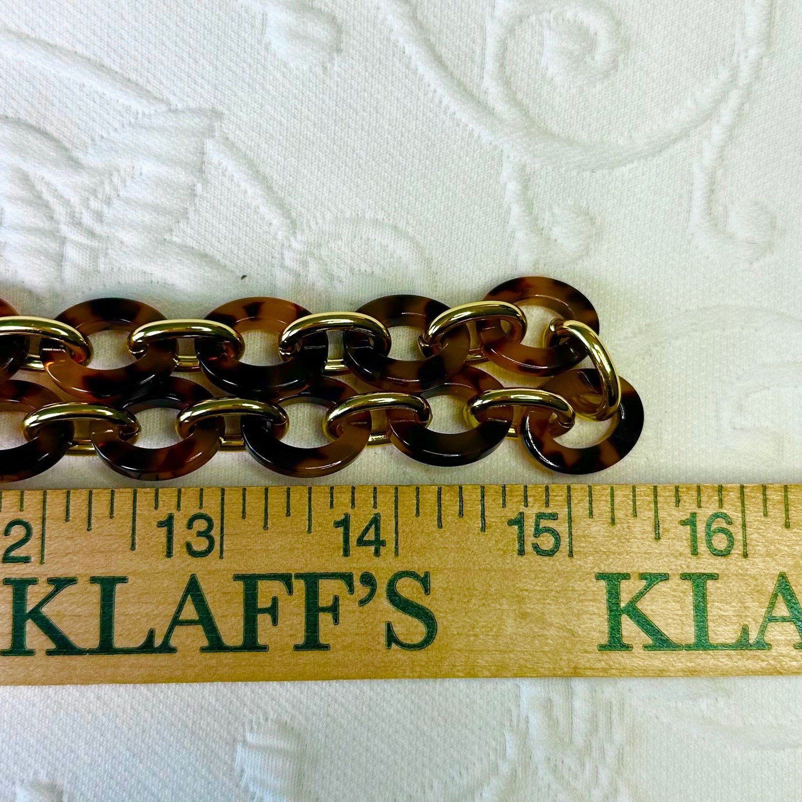 Talbots Tortoiseshell Link Goldtone Chain Long Necklace Brown Amber Statement
