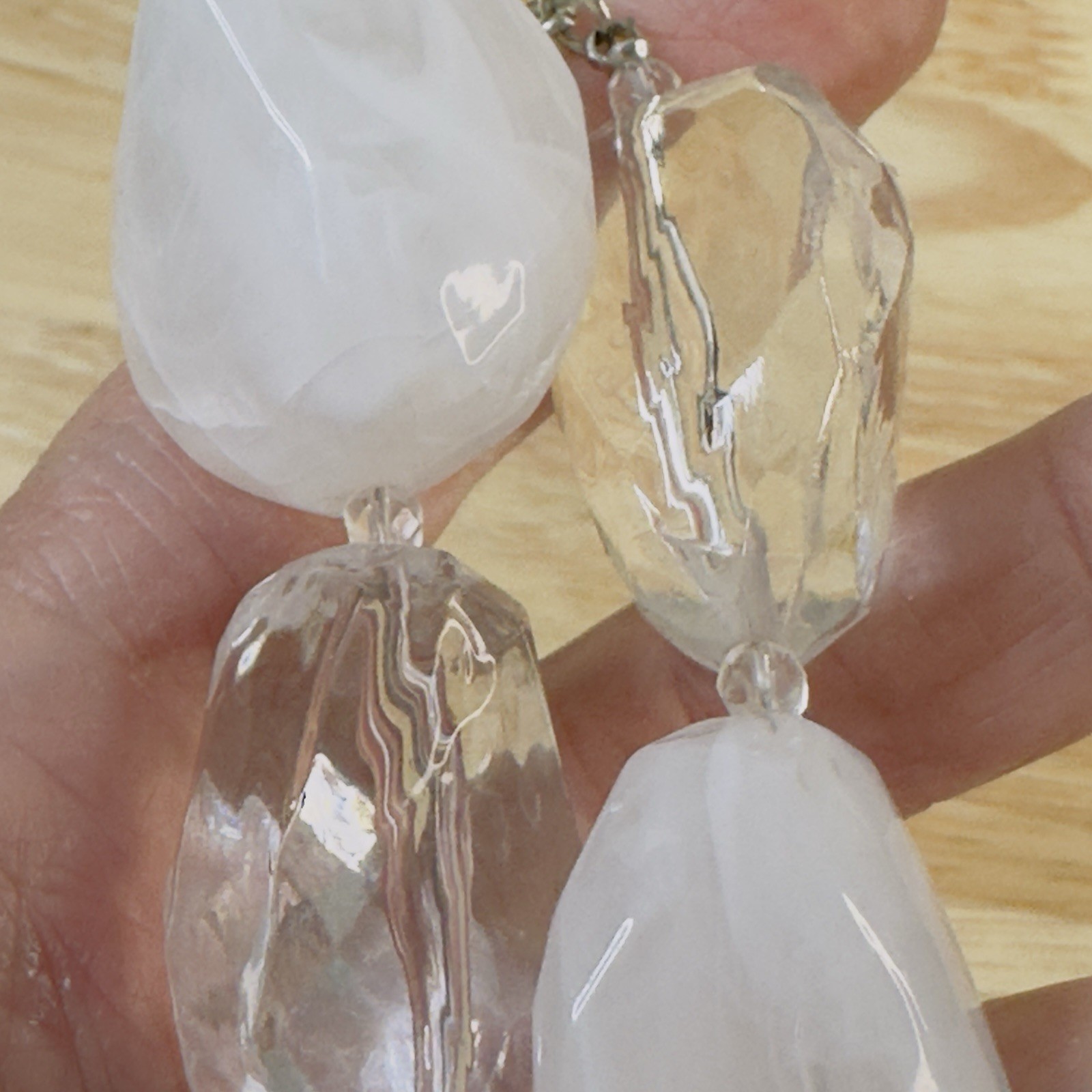 Graziano Beaded Necklace Chunky Clear Lucite Graduated RJC Statement 17 – 20″
