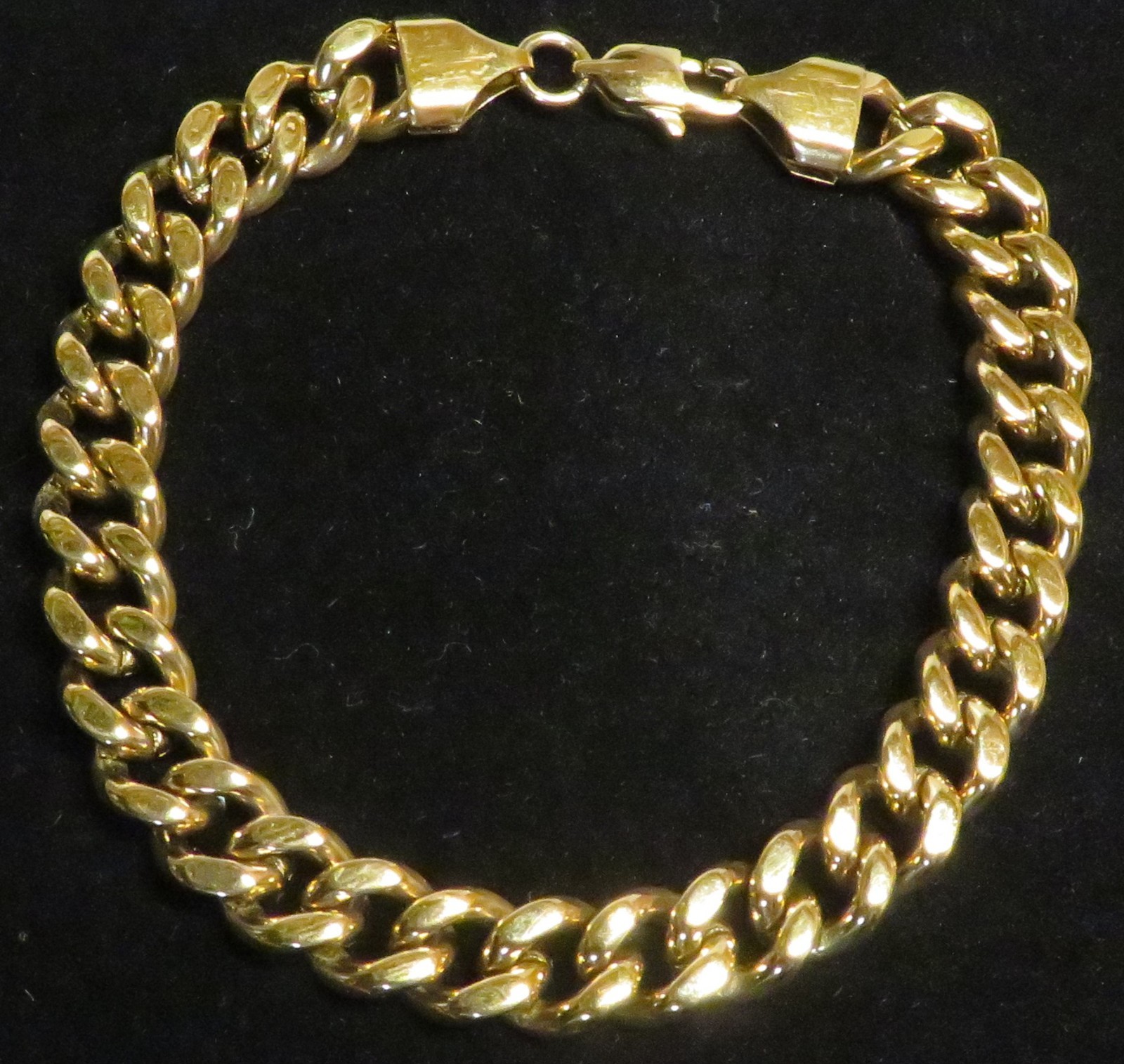 Vintage Miami Cuban Curb Link Chain 8″ Bracelet Gold Tone Unisex Unbranded Nice