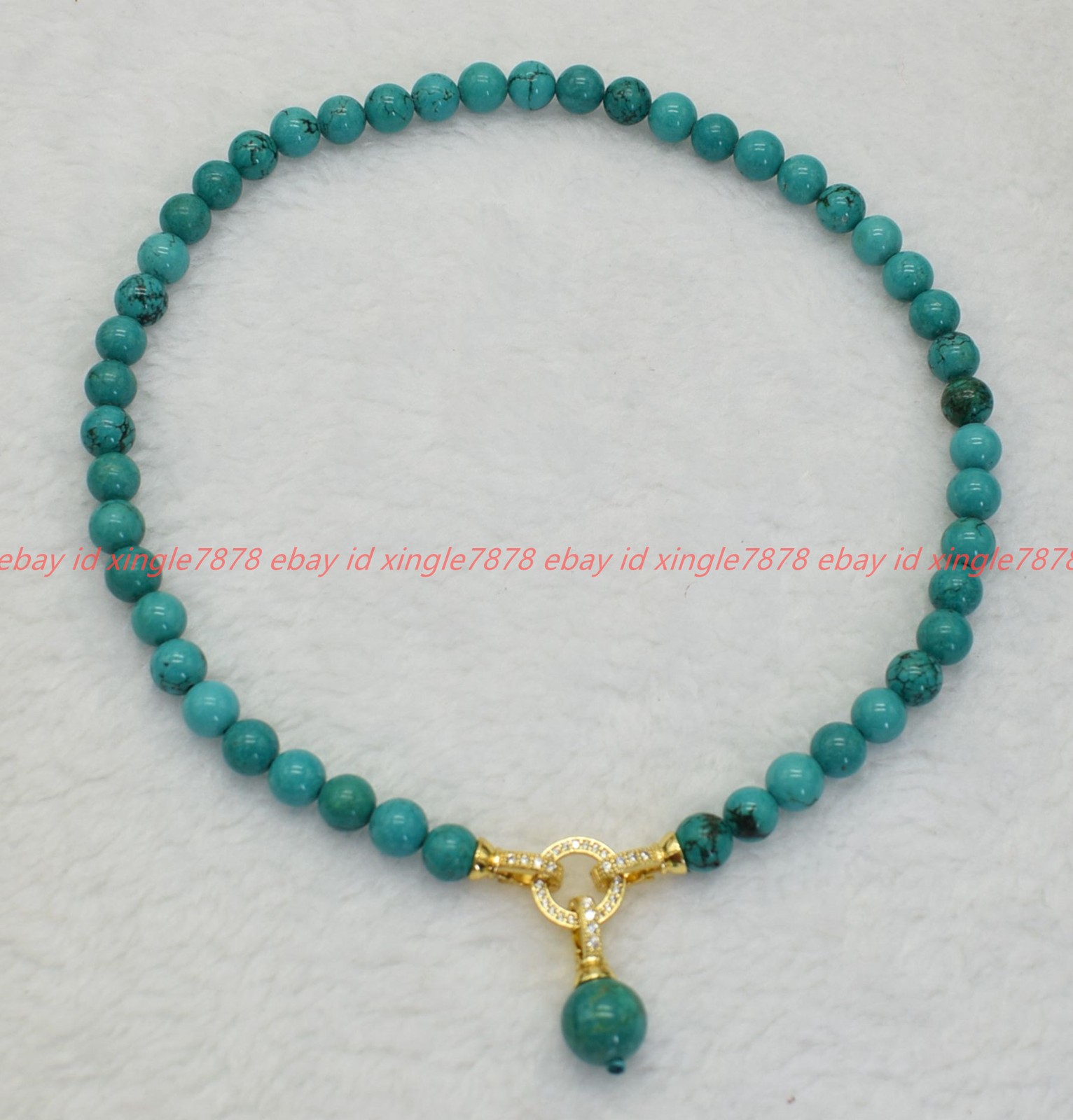 Natural 8/10/12mm Blue Turquoise Gemstone Round Beads Pendant Necklace 16-28in