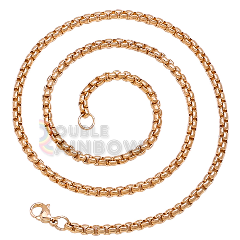 C07 16-36″Men Women stainless steel Gold 3.5mm Rolo Box Necklace Chain link