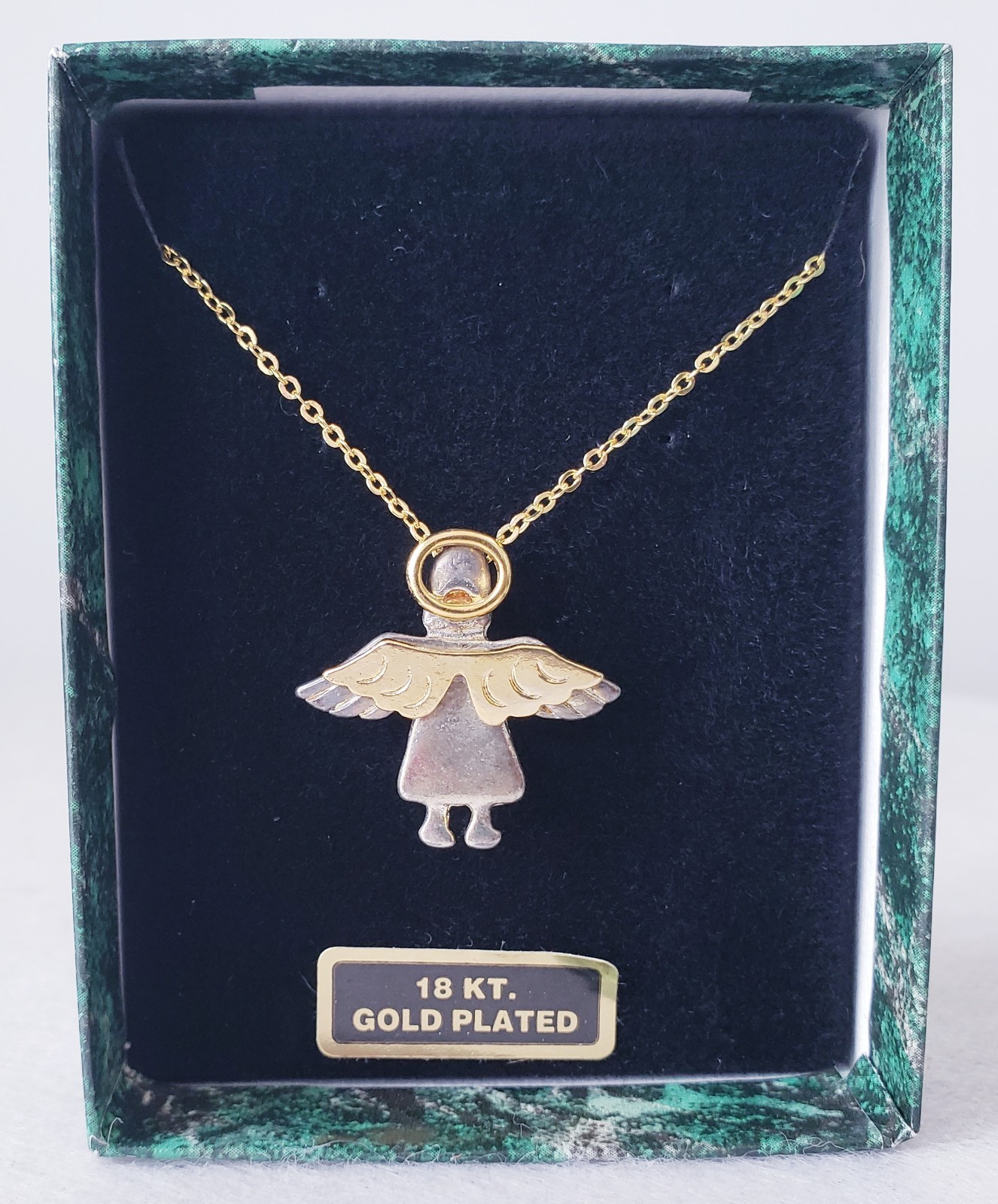 18 Kt Gold Plated Angel Pendant Brooch Necklace