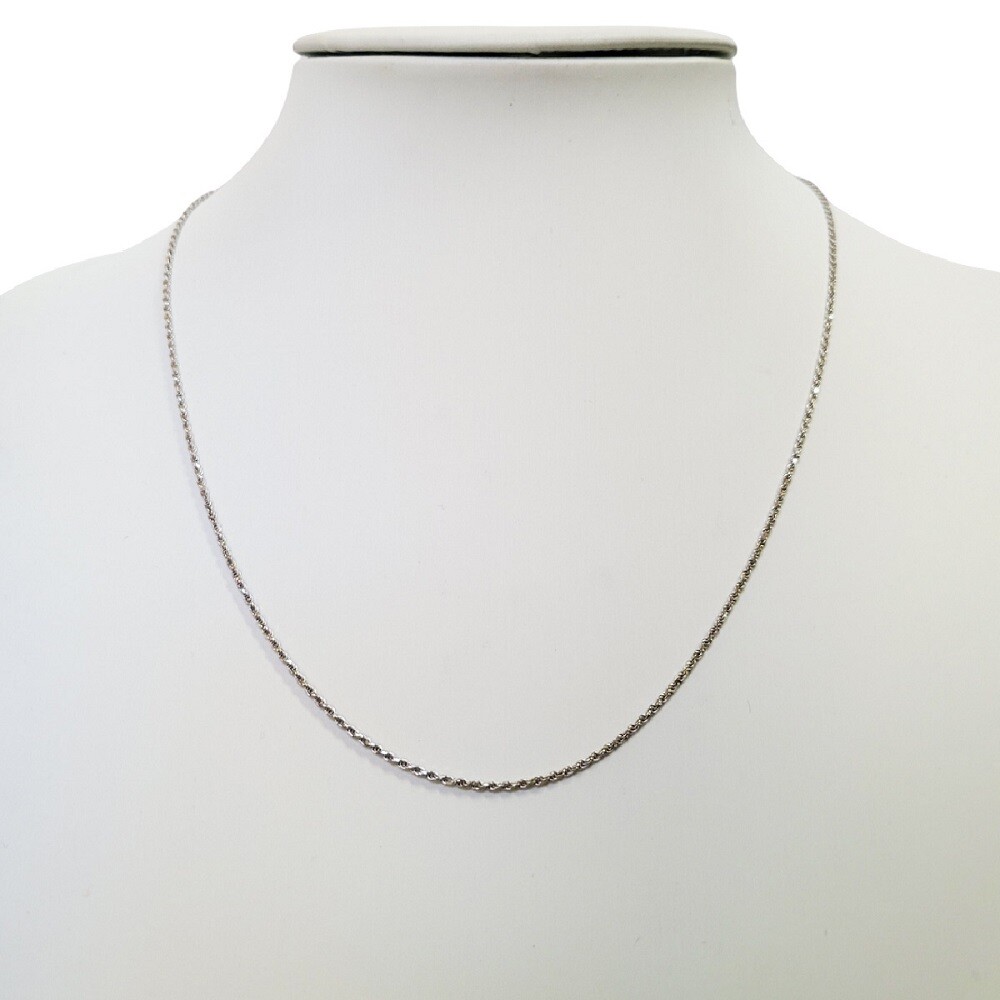 Sterling Silver Rhodium Finish 1.5 mm Rope Chain Necklace, Made in Italy