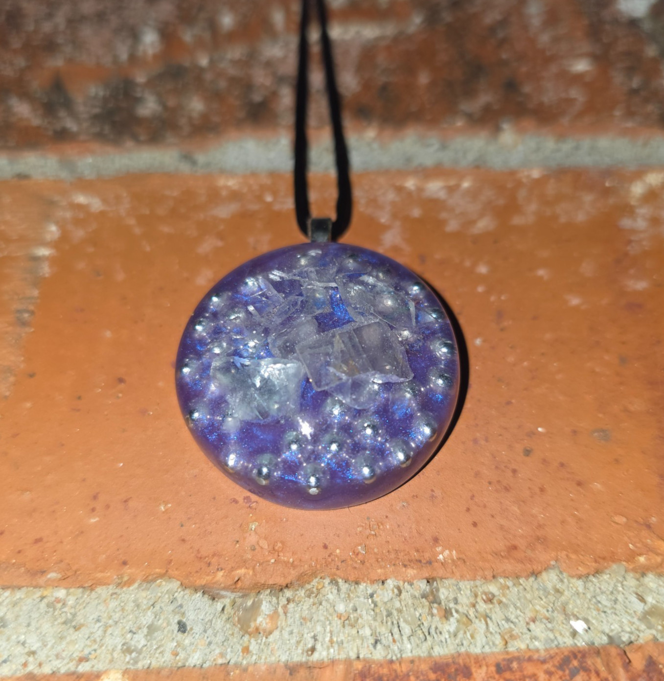 Flourite Orgonite Orgone Energy Pendant Necklace Purple Spiritual Tool Protect