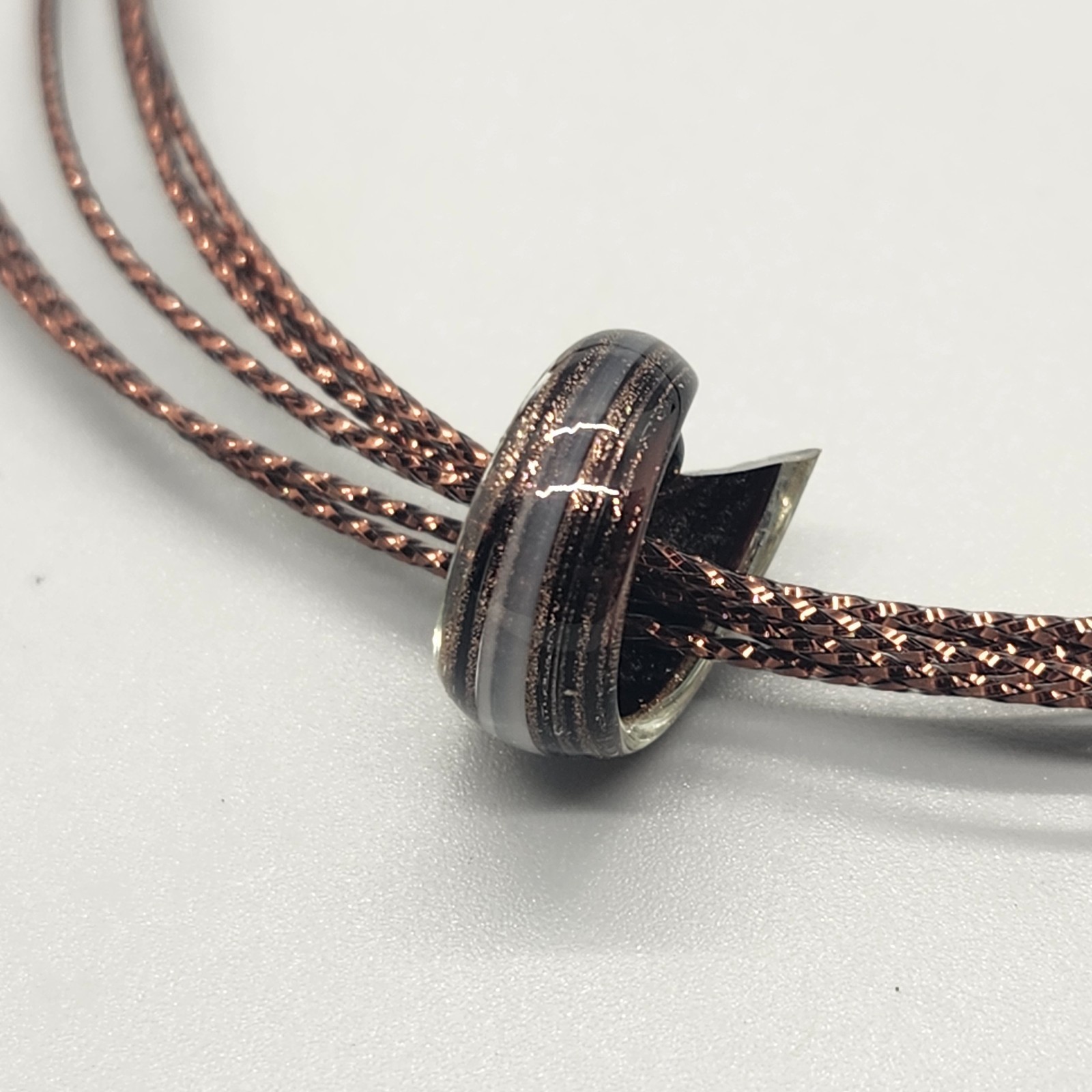 Moon Shell Pendant Necklace Bronze Colored Multistrand Adjustable