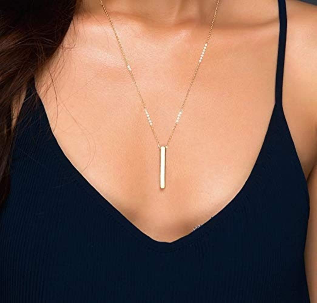 Vertical Bar Pendant Necklace Stainless Steel Fashion Jewelry Gifts for Women