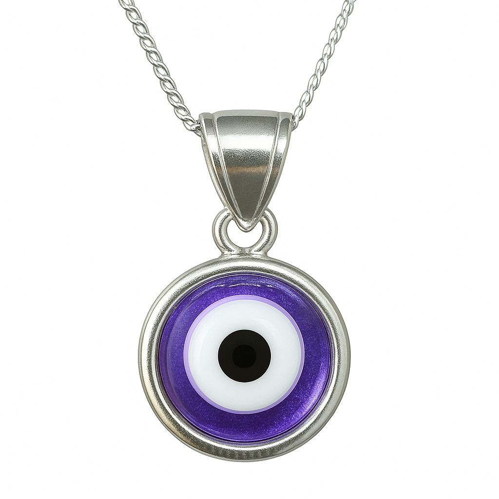 Evil Eye Pendant Amethyst Nasar Necklace Ethereal 925 Silver Jewellery & Boxed