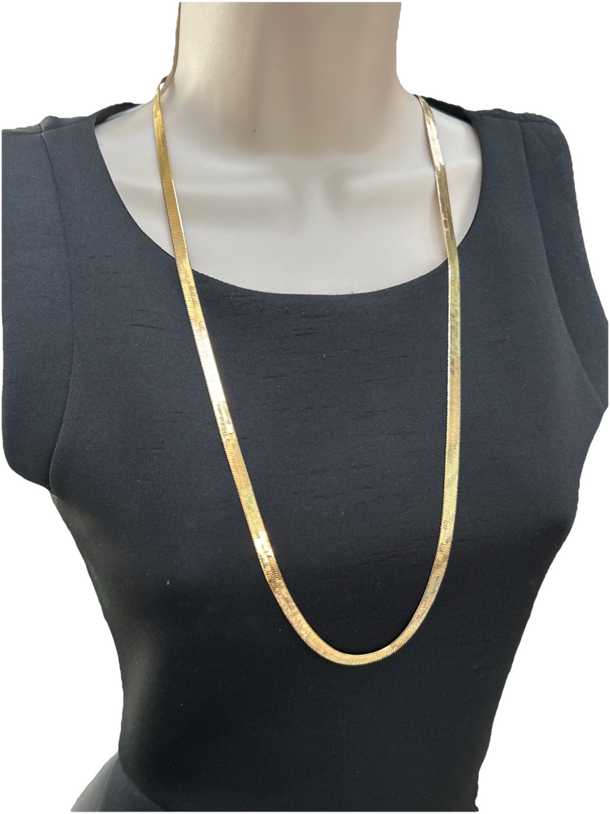 Bright Gold Plated 30” Herringbone Chain Necklace For Men Or Women 4mm Unisex