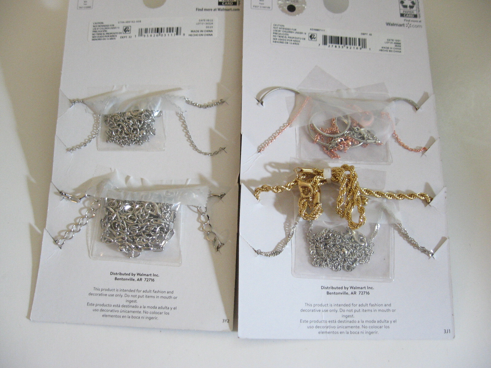 2 Mega Pack Chain Necklaces 16/18/20/24″ Lengths Silver Gold Assorted Styles NWT