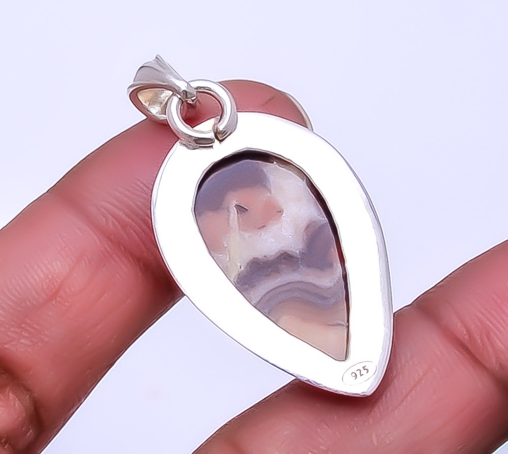 Wave Dolomite – Mexico Gemstone 925 Sterling Silver Pendant 1.56″ P_9359_150_26