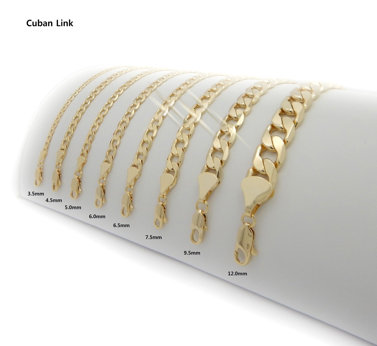 NEW 14K GOLD PLATED CUBAN LINK NECKLACE CHAIN (3.5mm to 12mm) / (20″/24″/30″)